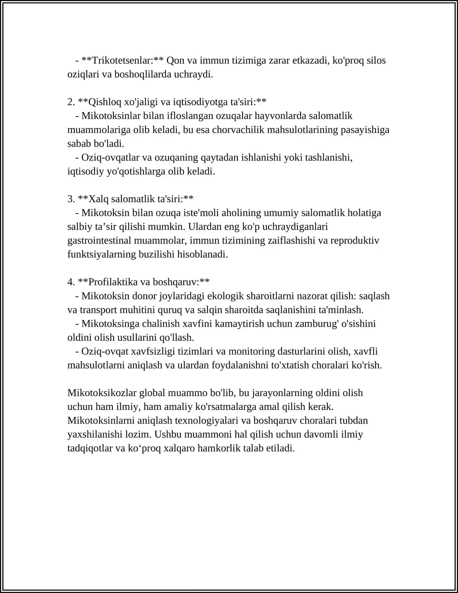 MUSTAQIL ISH Mavzu: ACHITQILARNING OZIQ OVQAT SANOATIDA TUTGAN O'RNI MIKOTOKSIKOZLAR QO'ZG'ATUVCHILARI 4