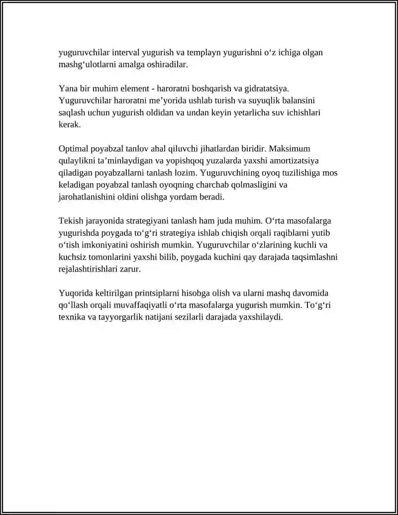 OʻRTA MASOFALARGA YUGURISH TEXNIKASINI OʻRGATISH 4
