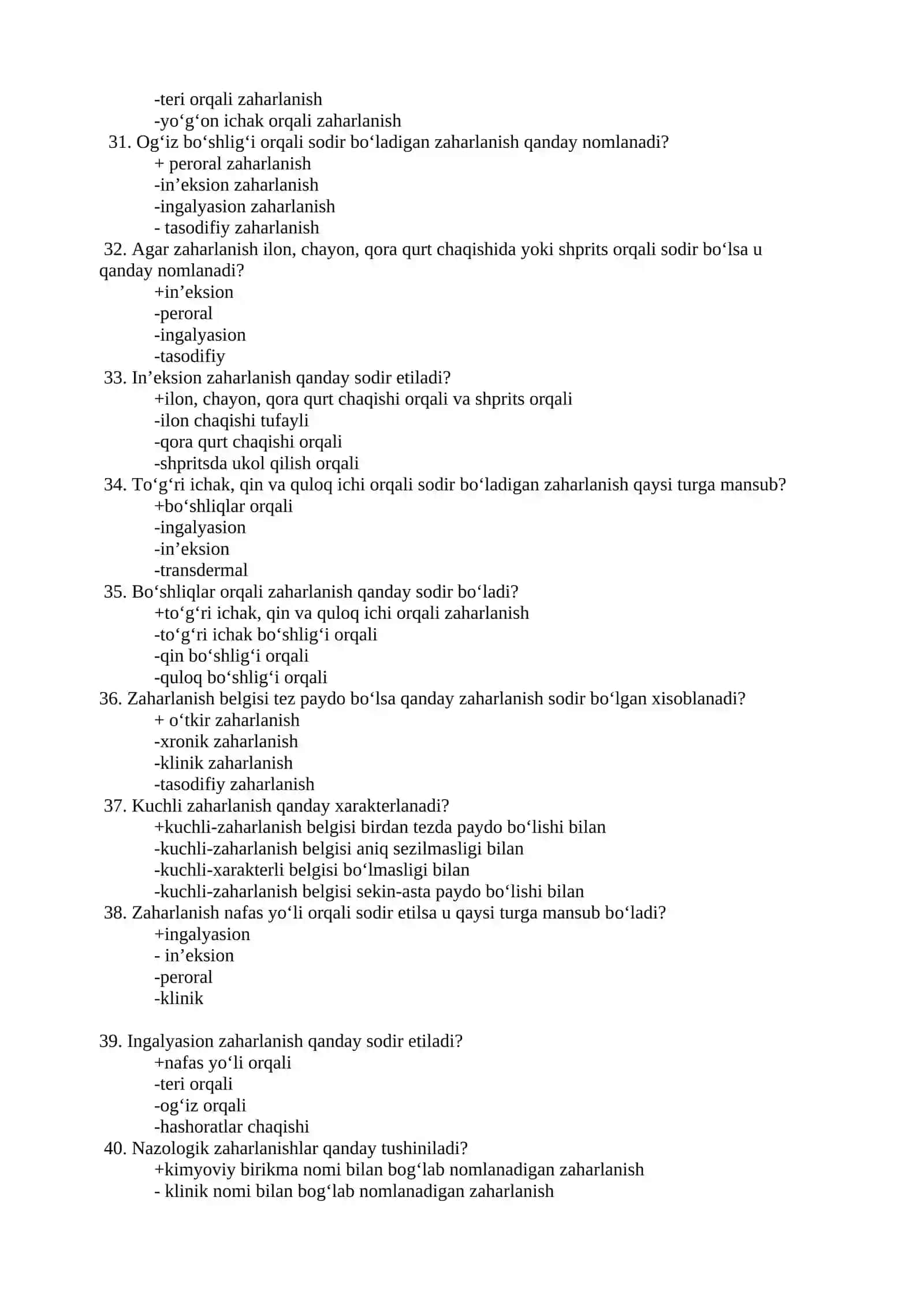 Тоksikologik kimyo fаnidаn 1000 tеst sаvоllаri 4