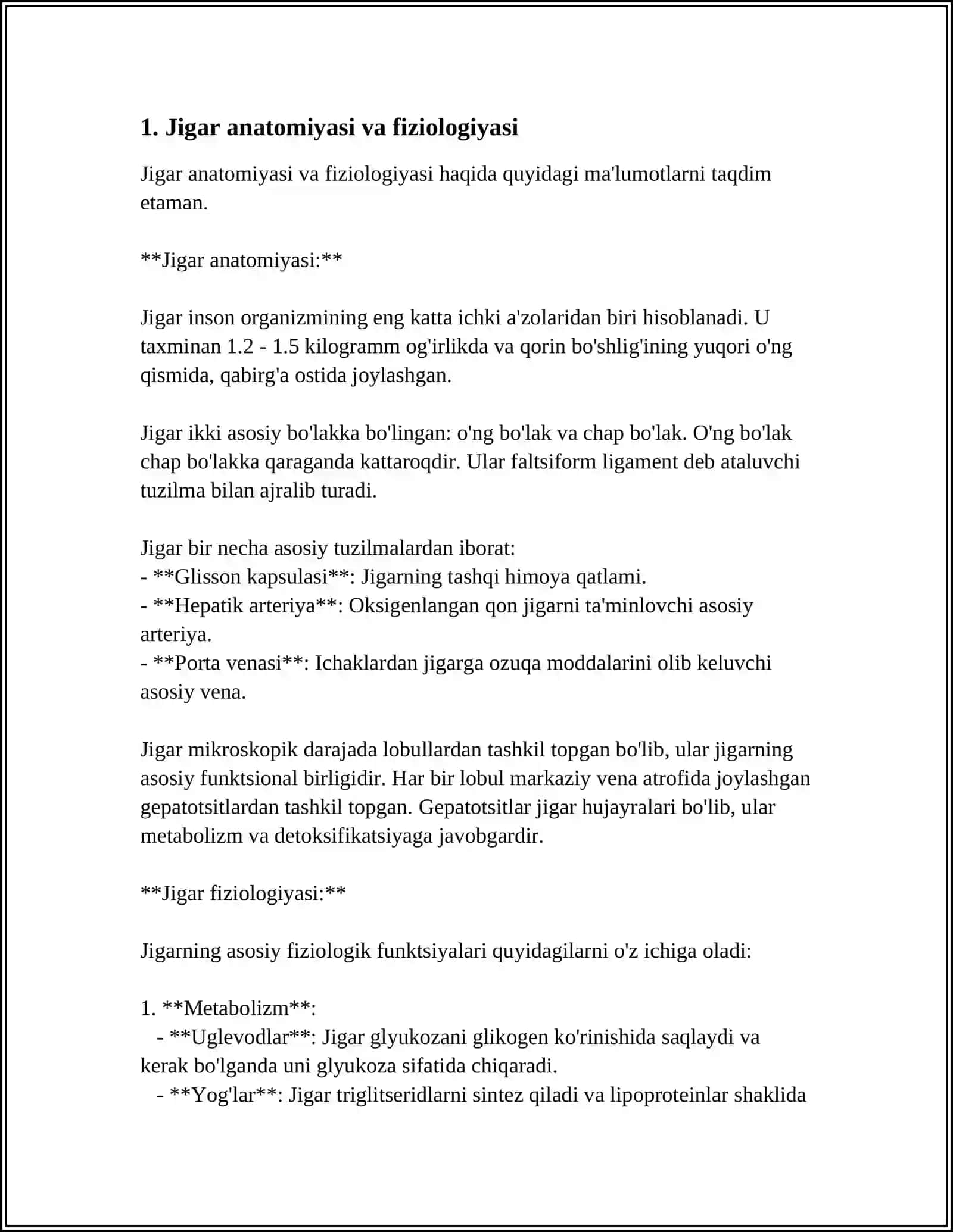 JIGAR VA ÒT YÒLLARI PATOLOGIYASI.JIGAR KASALLIKLARI HAQIDA UMUMIY MA'LUMOTLAR.INFEKSION KASALLIKLAR 4