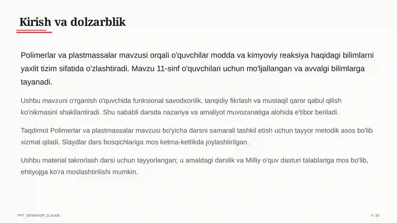 Polimerlar va plastmassalar (11-sinf) 4