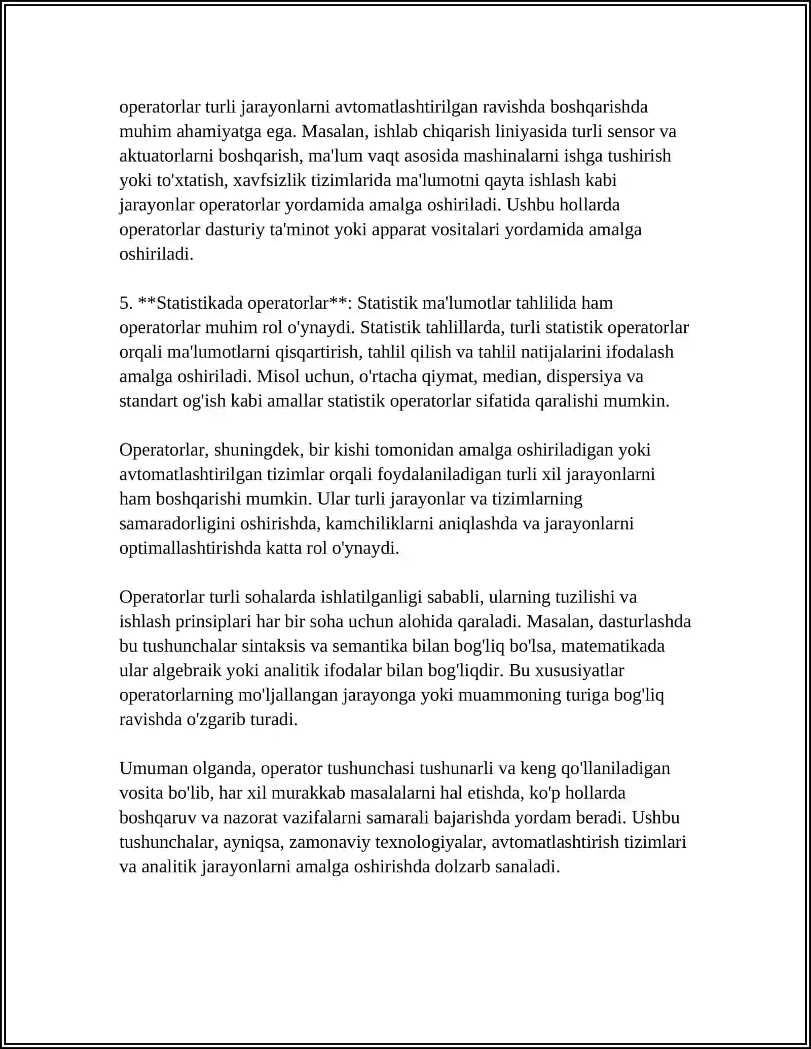 PYTHON DASTURLASH TILIDA FOR OPERATORI VA UNING QO'LLANILISHIG OID MISOLLAR 4