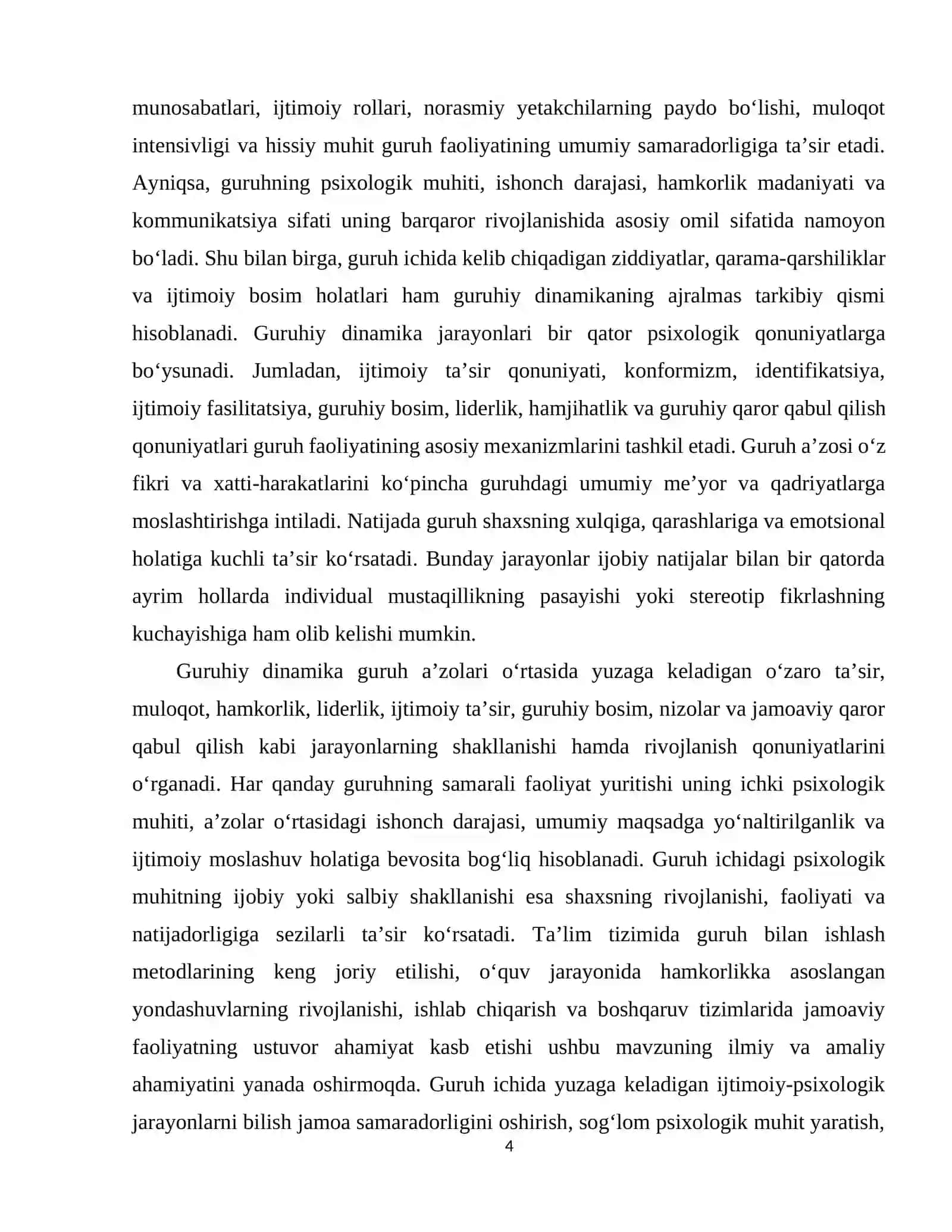 Guruhiy dinamika va uning psixologik qonuniyatlari 4