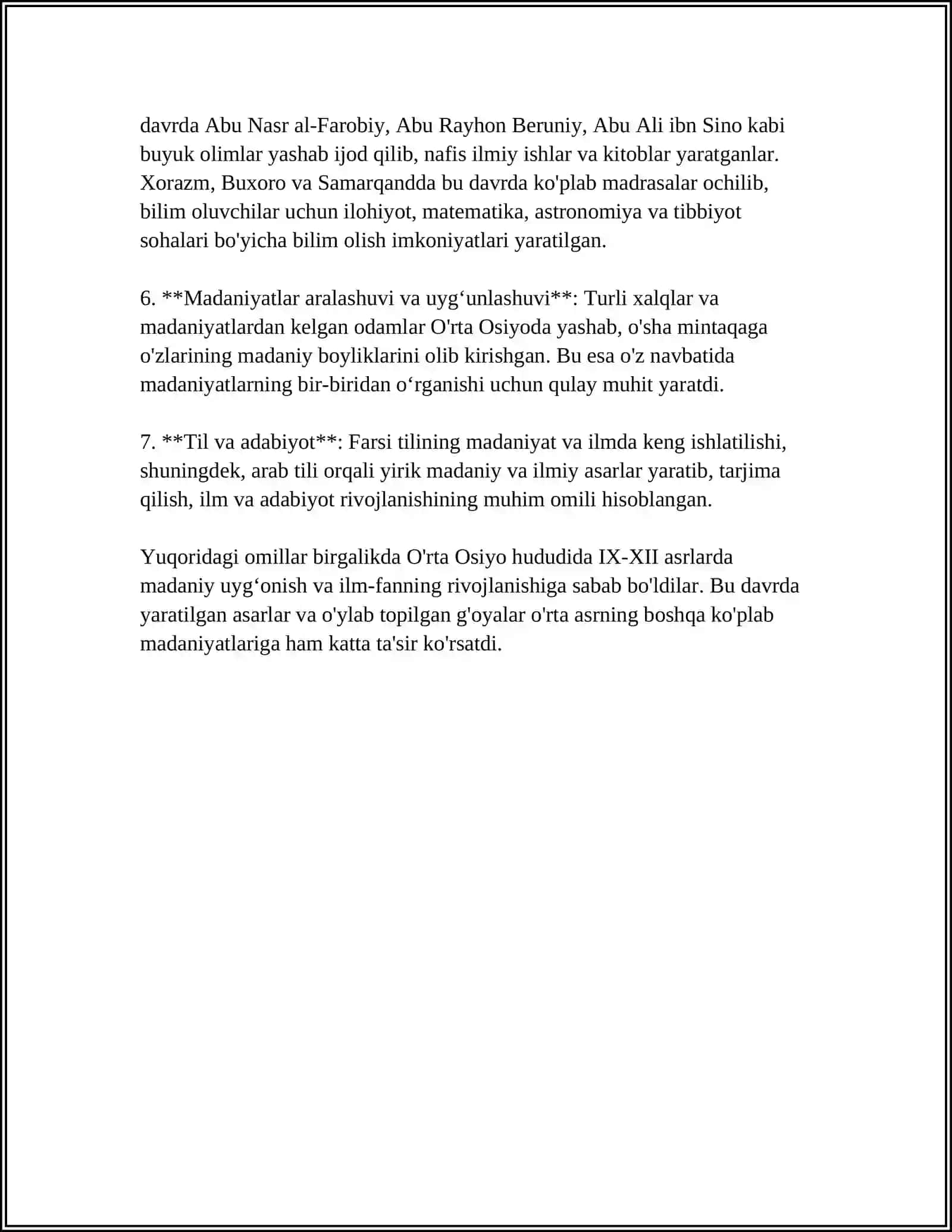 IX-XII ASRLARDA MAMLAKATIMIZ HUDUDIDA RO‘Y BERGAN MADANIY UYG‘ONISH (RENESSANS) 4