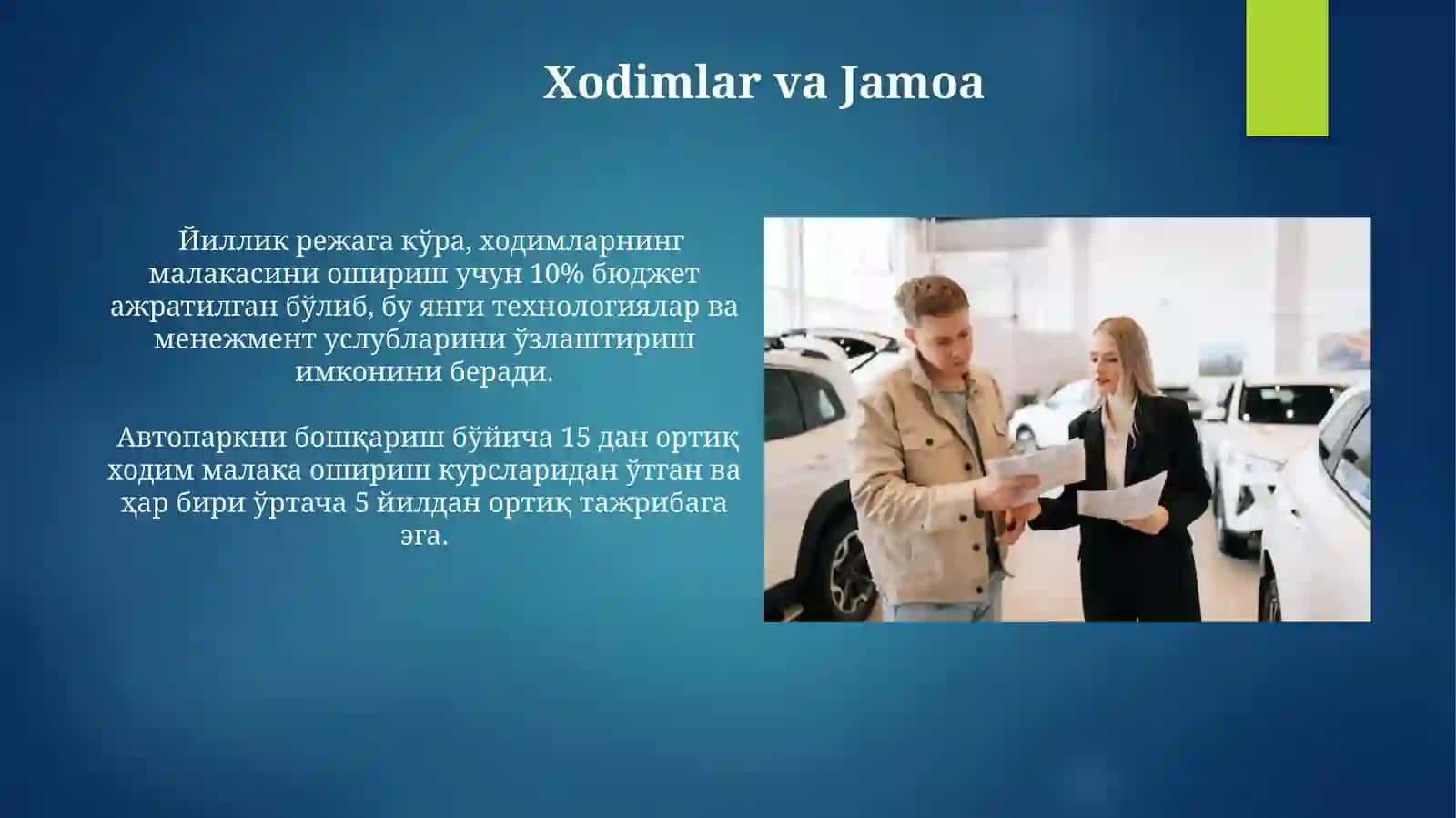 Avtomobil ijaraga berish. Loyiha ishi 4