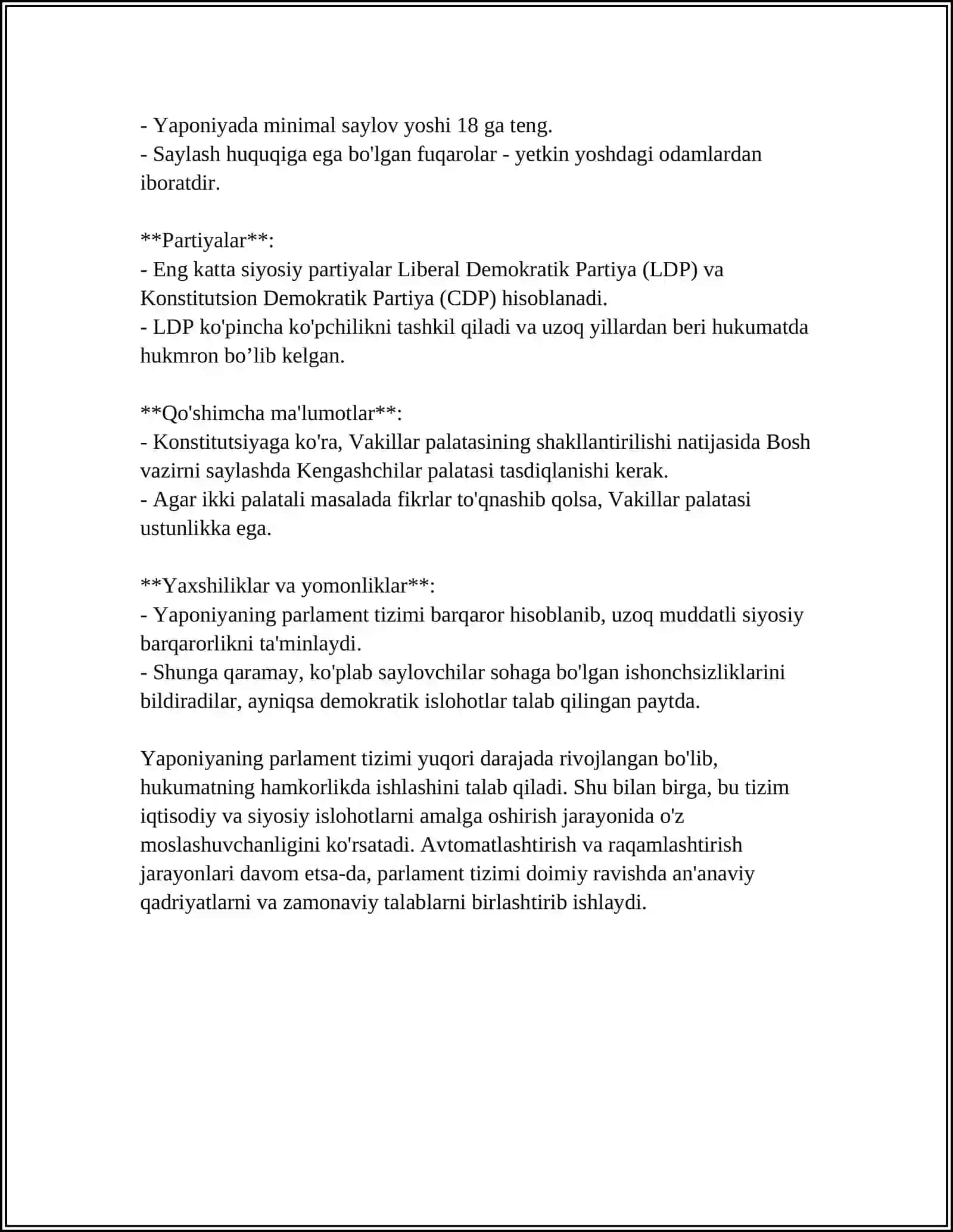 YAPONIYA DAVLATINING SIYOSIY TUZILMASI 4