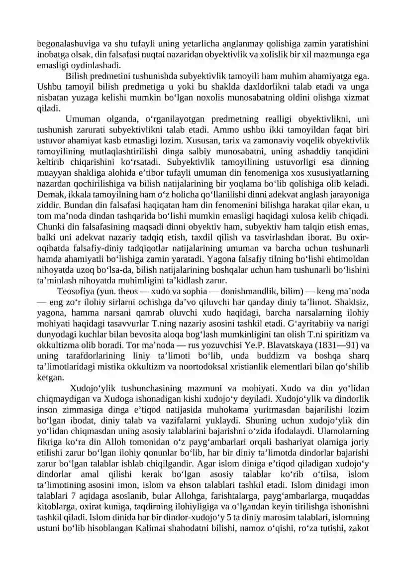 Din, dinshunoslik, din falsafasi, teologiya, teosofiya 4