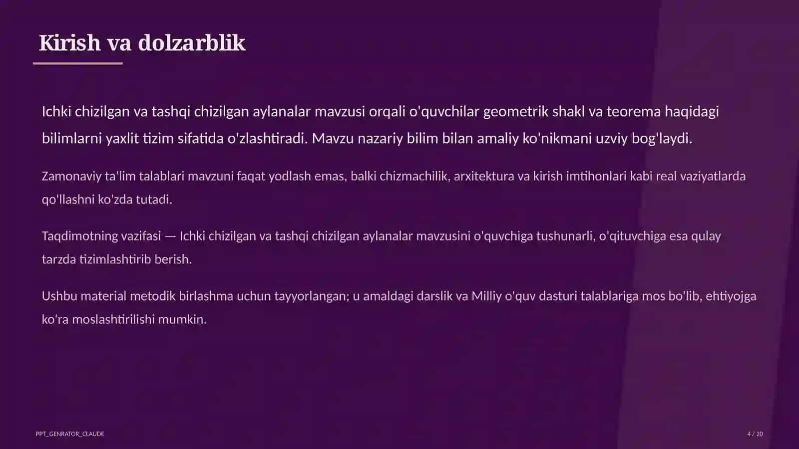 Ichki chizilgan va tashqi chizilgan aylanalar (8-sinf) 4