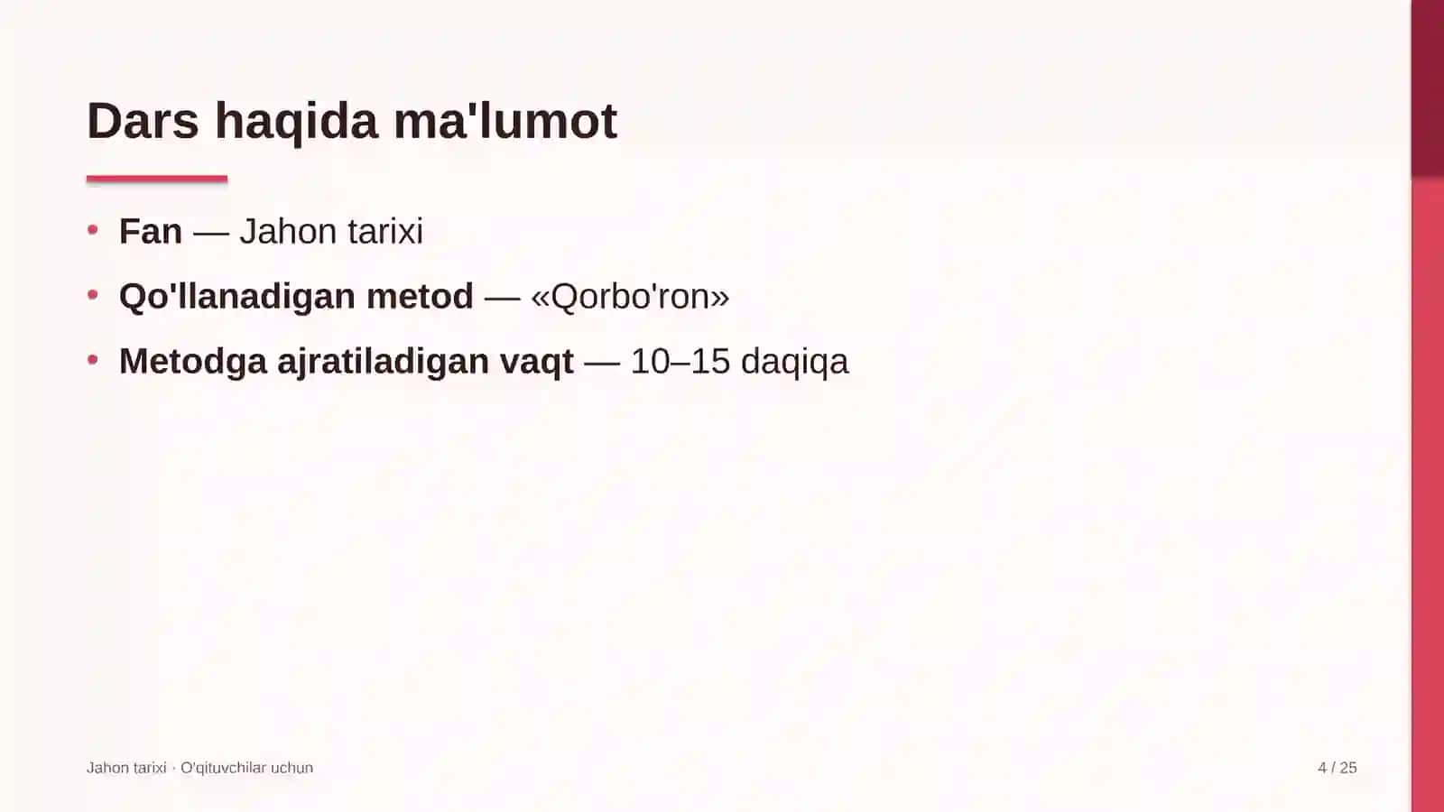 jahon tarixi darslarida qorbo'ron metodidan foydalanish 6903 4