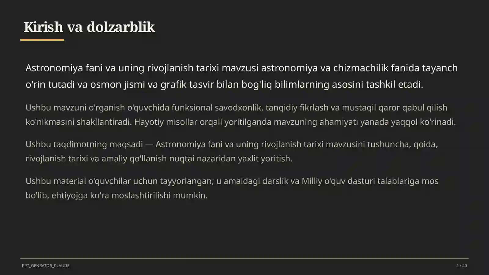 Astronomiya fani va uning rivojlanish tarixi (10-sinf) 4