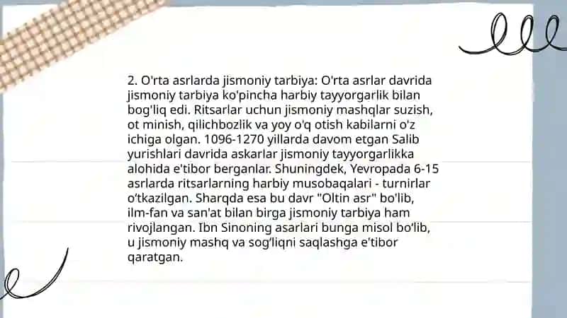 Jismoniy tarbiya nazariyasi va metodikasini rivojlanishining davrlari 4