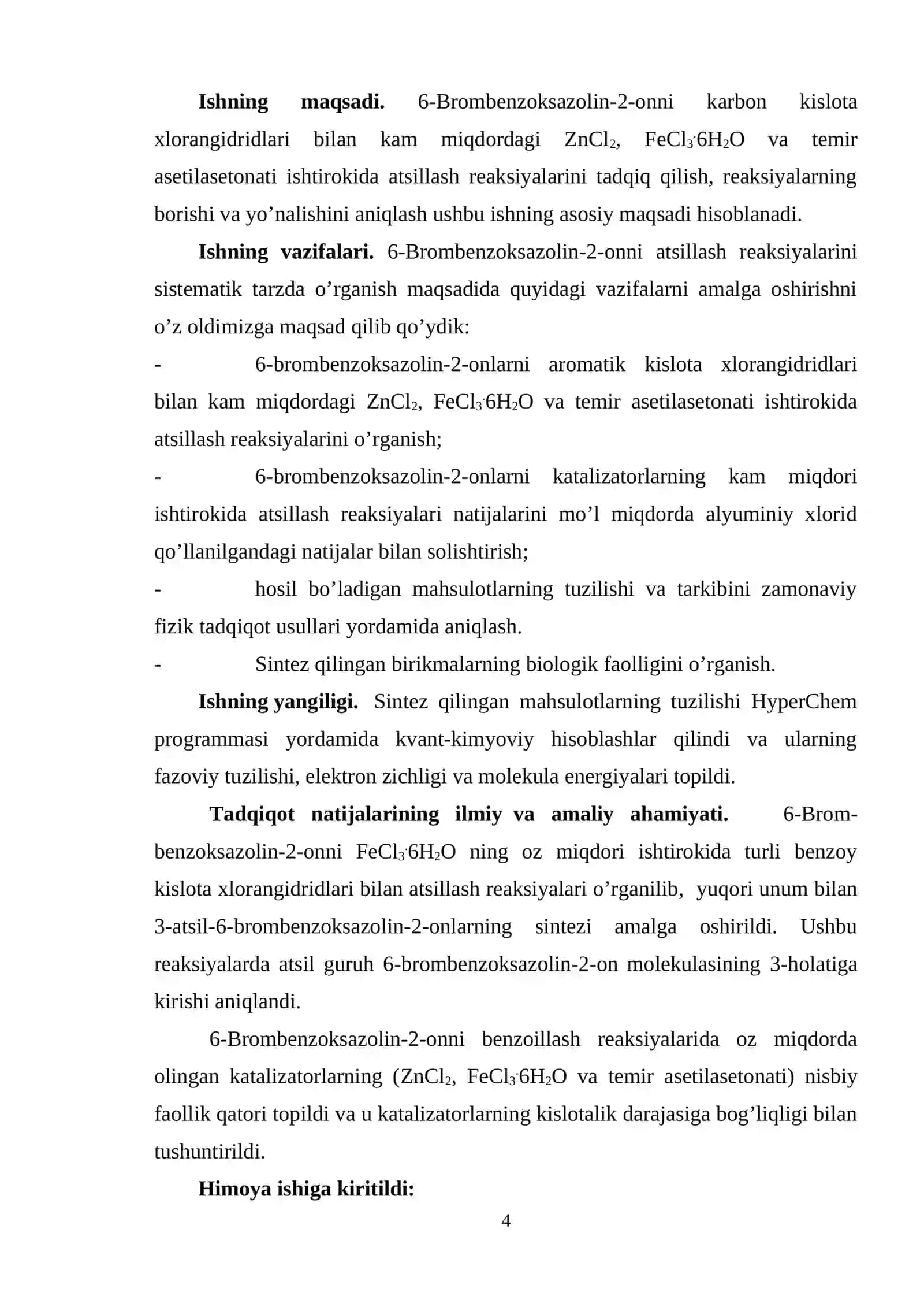 6-brombenzoksazolin-2-onni karbon kislota xlorangidridlari bilan katalitik atsillash 4