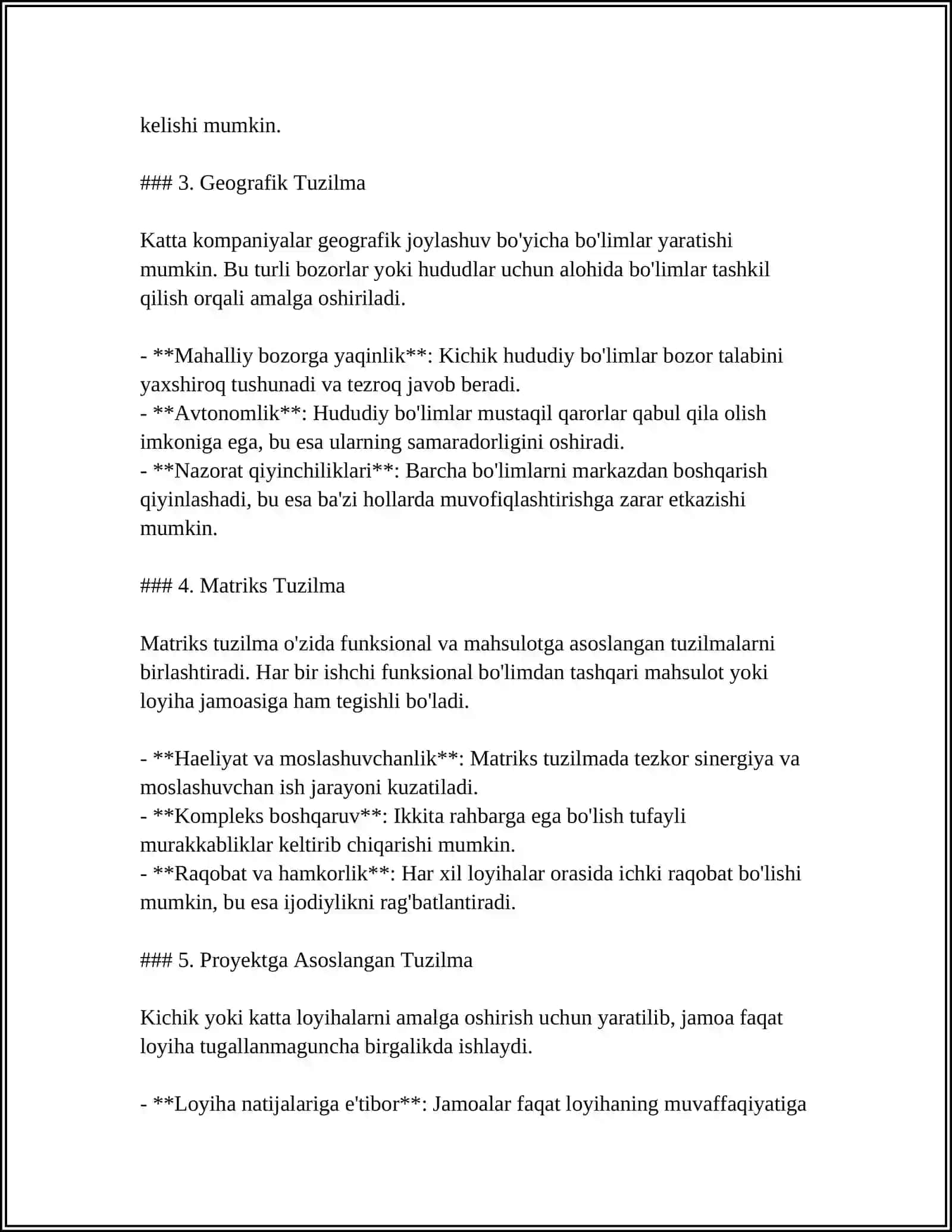 BIZNES TUZILMA VA UNING FAOLIYAT YURITADIGAN BO'LIMLARINING ROLI 4