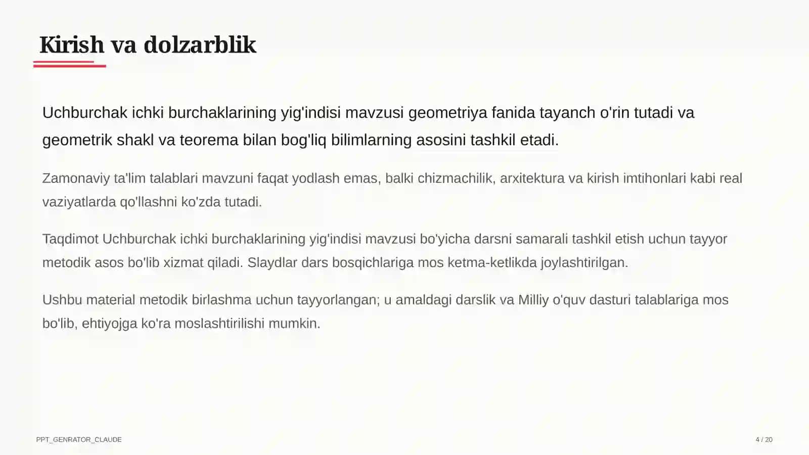 Uchburchak ichki burchaklarining yig'indisi (7-sinf) 4
