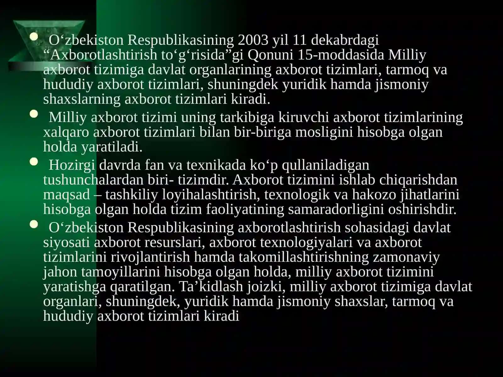 Axborottizimlari va Axborot texnologiyalari 4