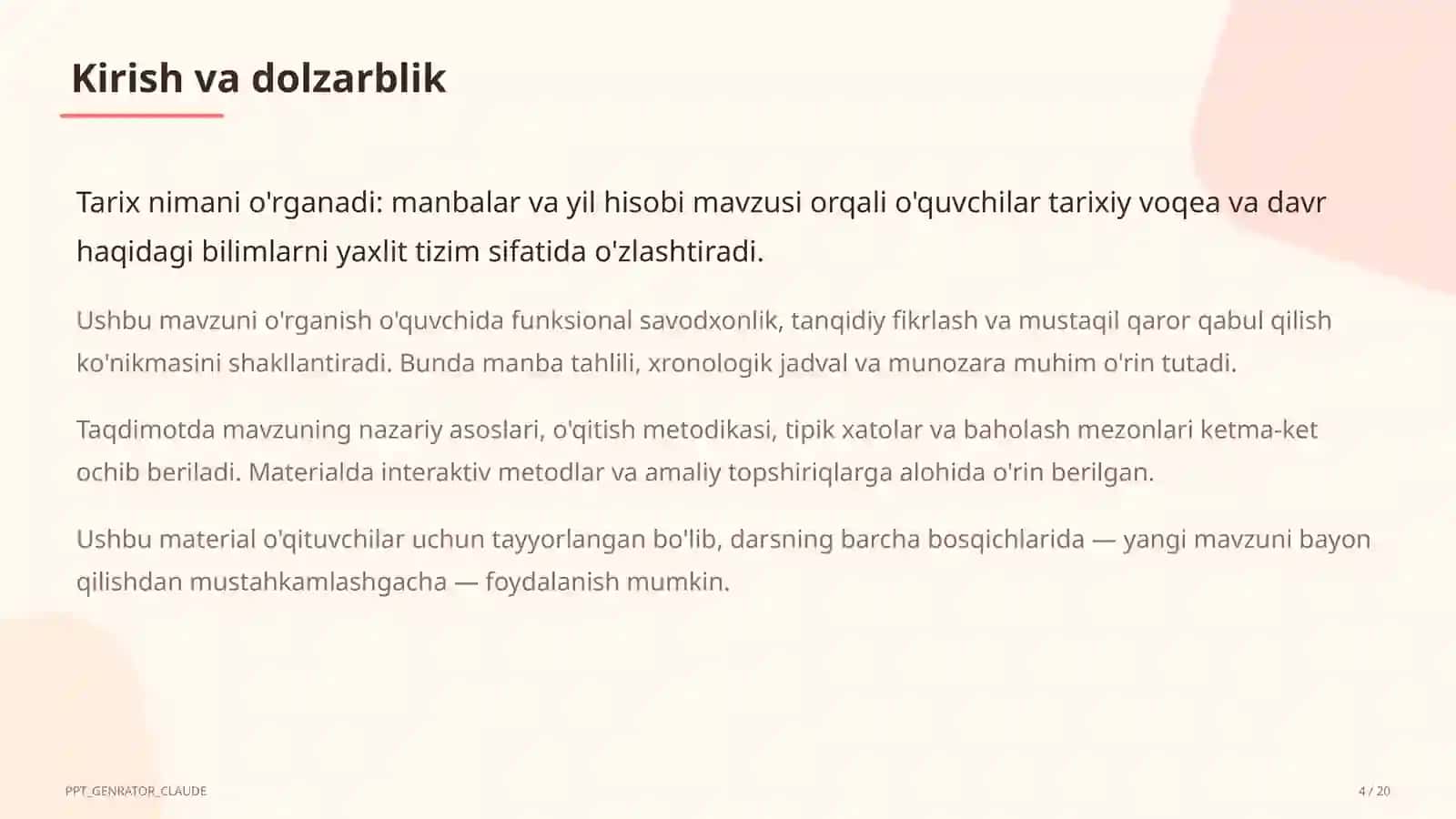 Tarix nimani o'rganadi: manbalar va yil hisobi (5-sinf) 4