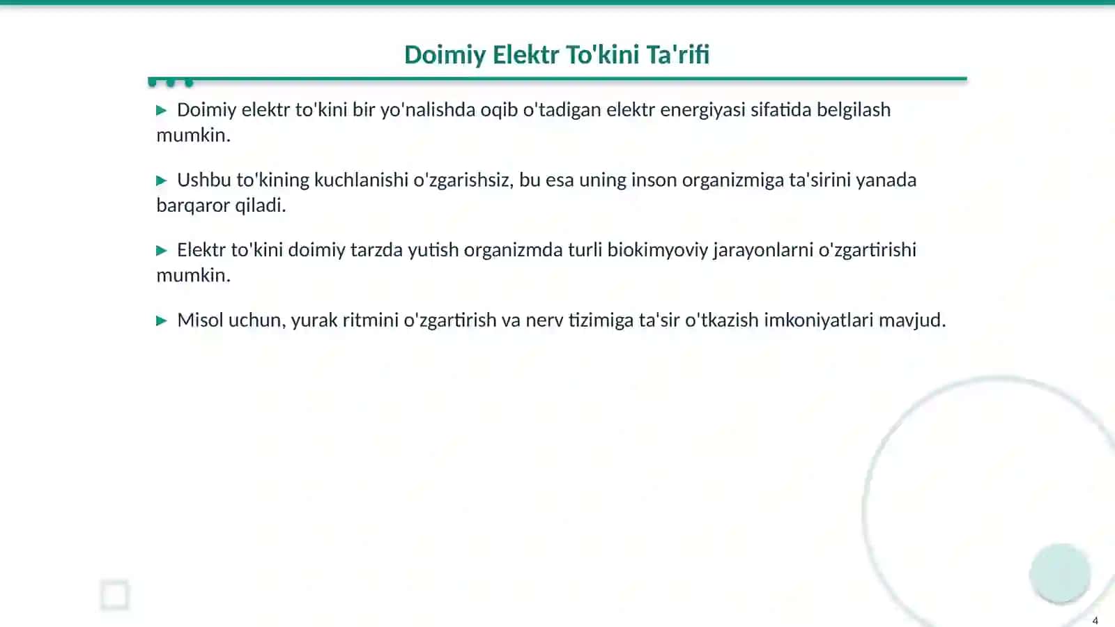 Doimiy va O'zgaruvchan Elektr To'kini Insonga Ta'siri 4