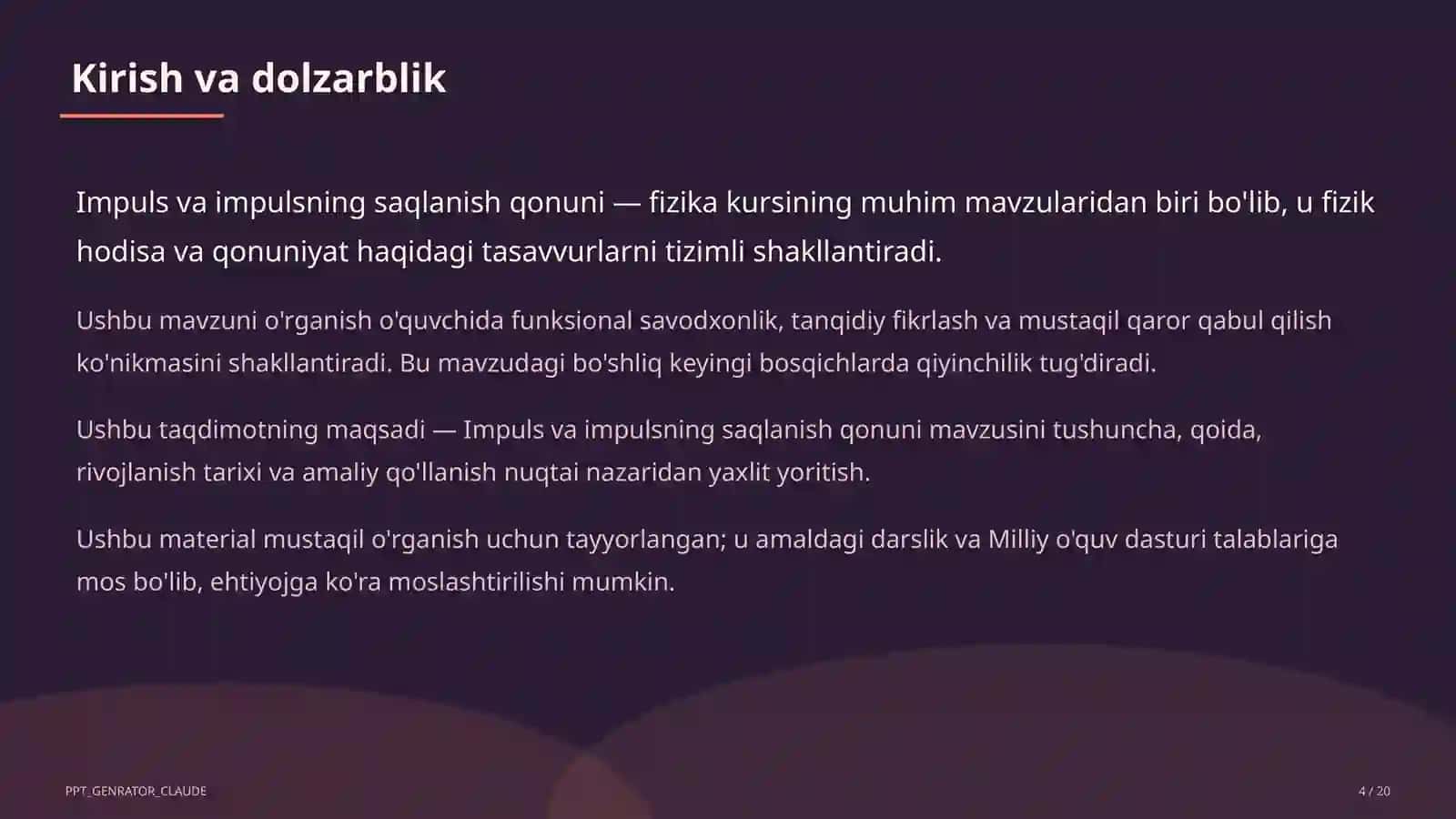 Impuls va impulsning saqlanish qonuni (9-sinf) 4