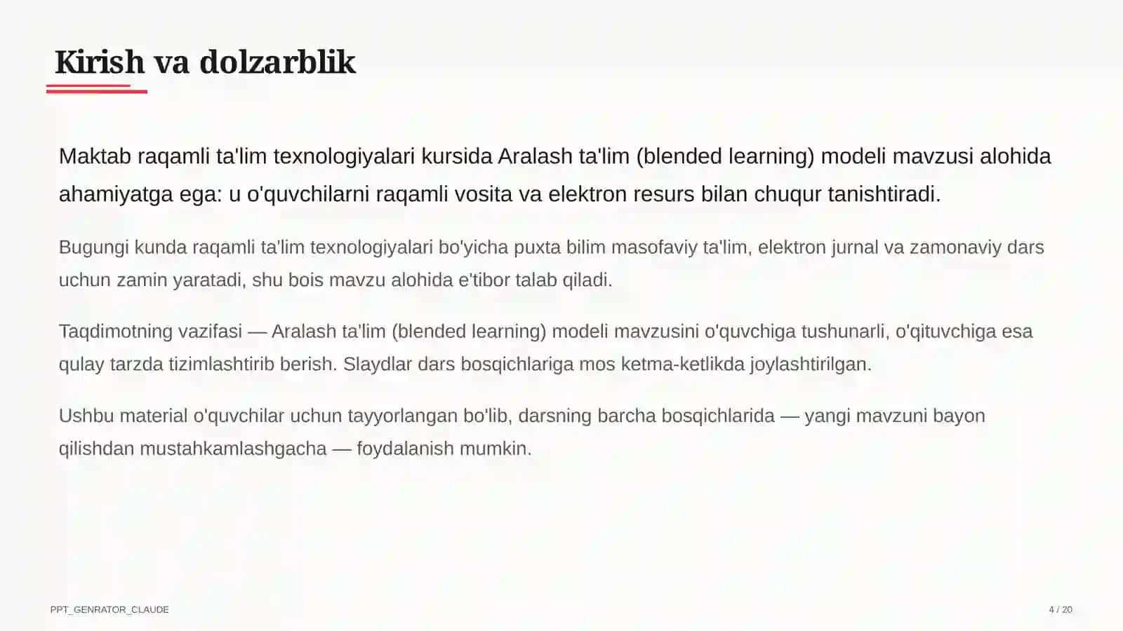 Aralash ta'lim (blended learning) modeli 4
