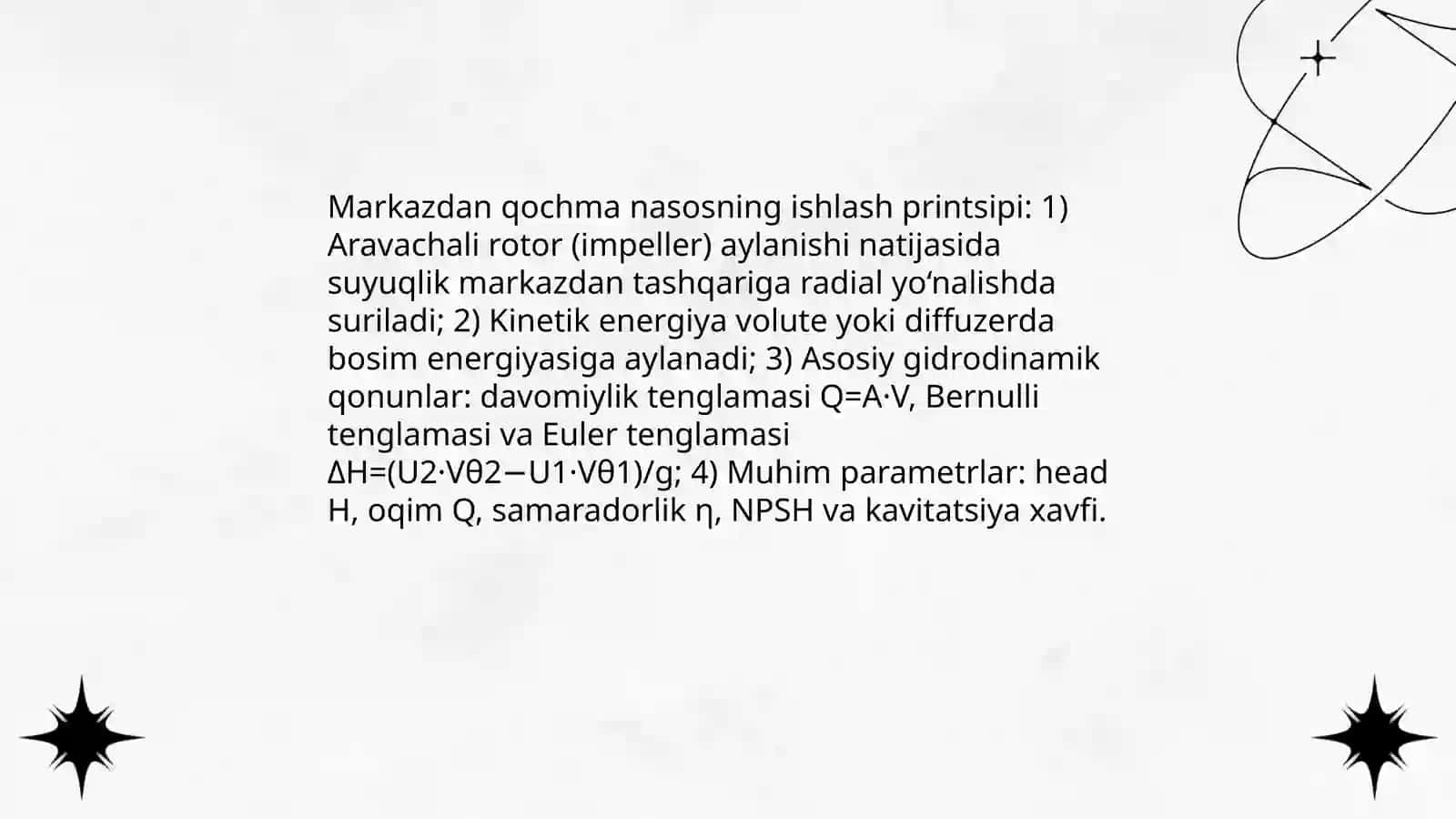 Markazdan qochma nasoslar va ularning xarakteristikalari 4