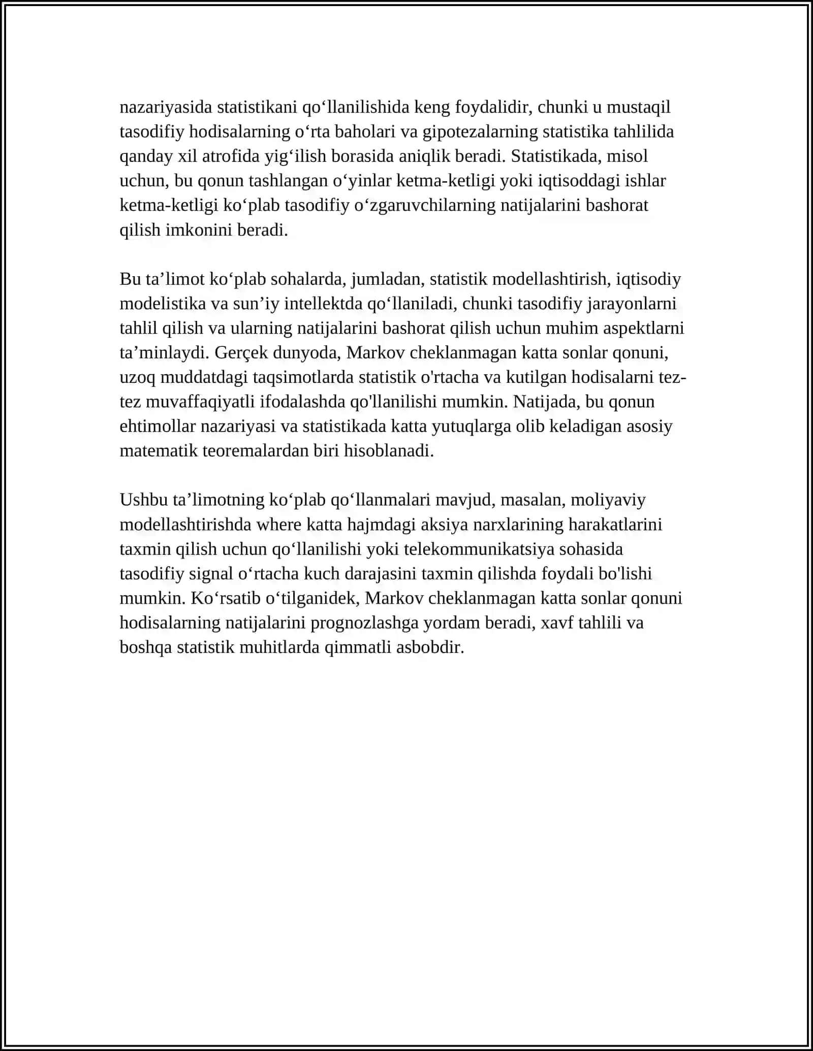 KATTA SONLAR QONUNIGA OID MARKOV XINCHIN VA KOLMOGOROV TEOREMALARI TAXLILI 4