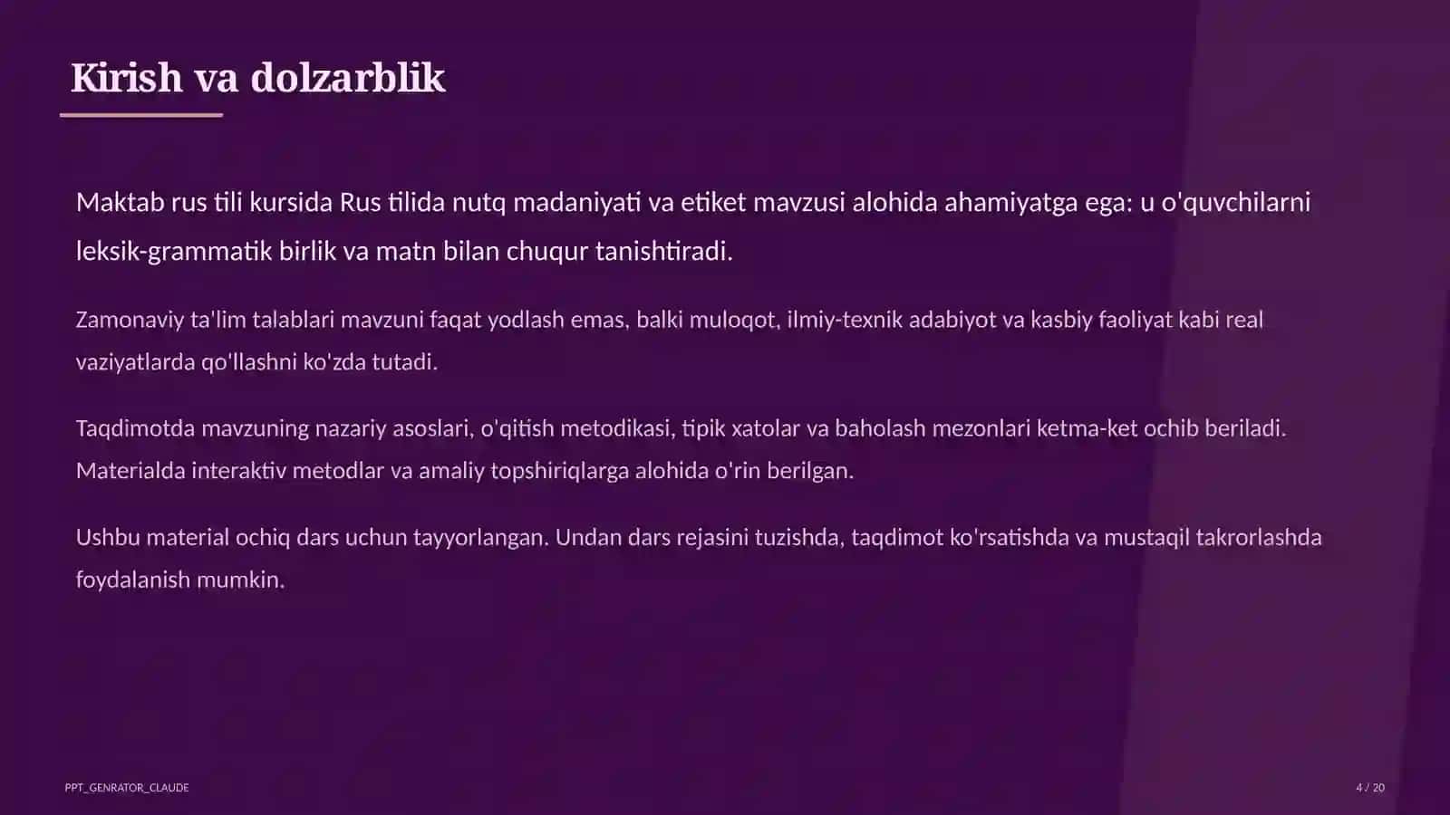 Rus tilida nutq madaniyati va etiket (11-sinf) 4
