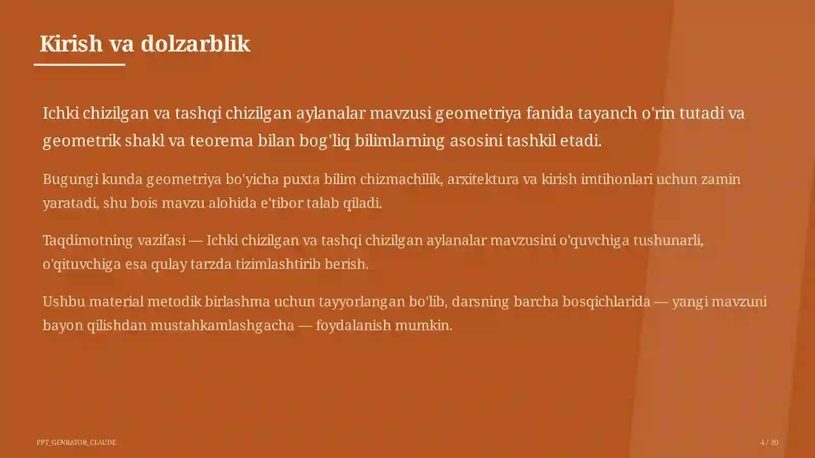 Ichki chizilgan va tashqi chizilgan aylanalar (8-sinf) 4