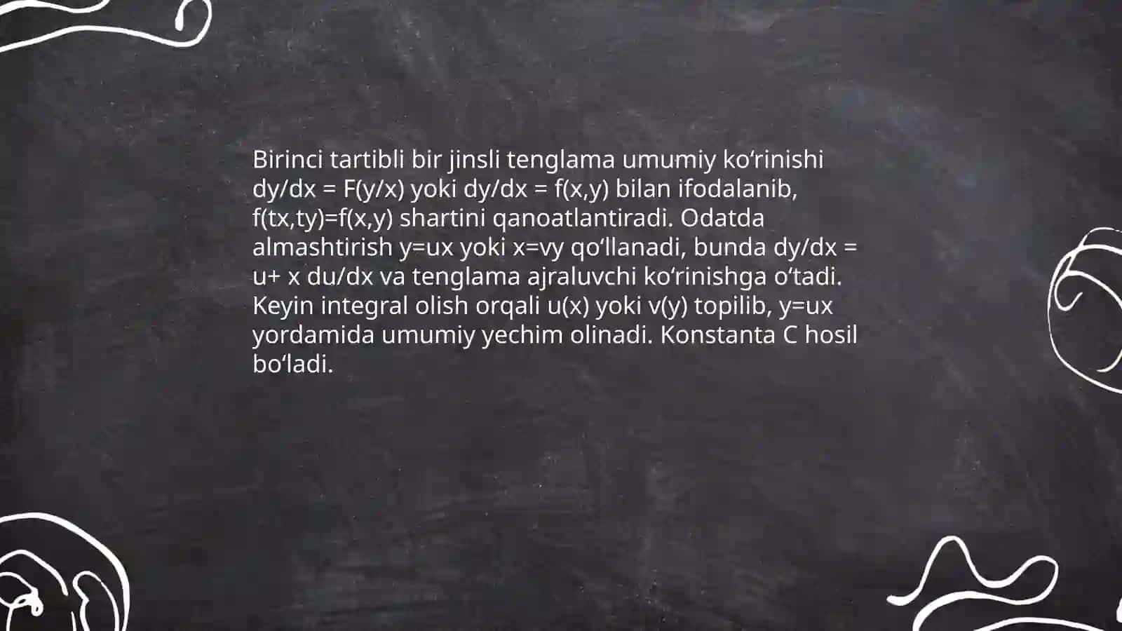 Bir jinsli differensial tenglamalar va ularni yechish 4