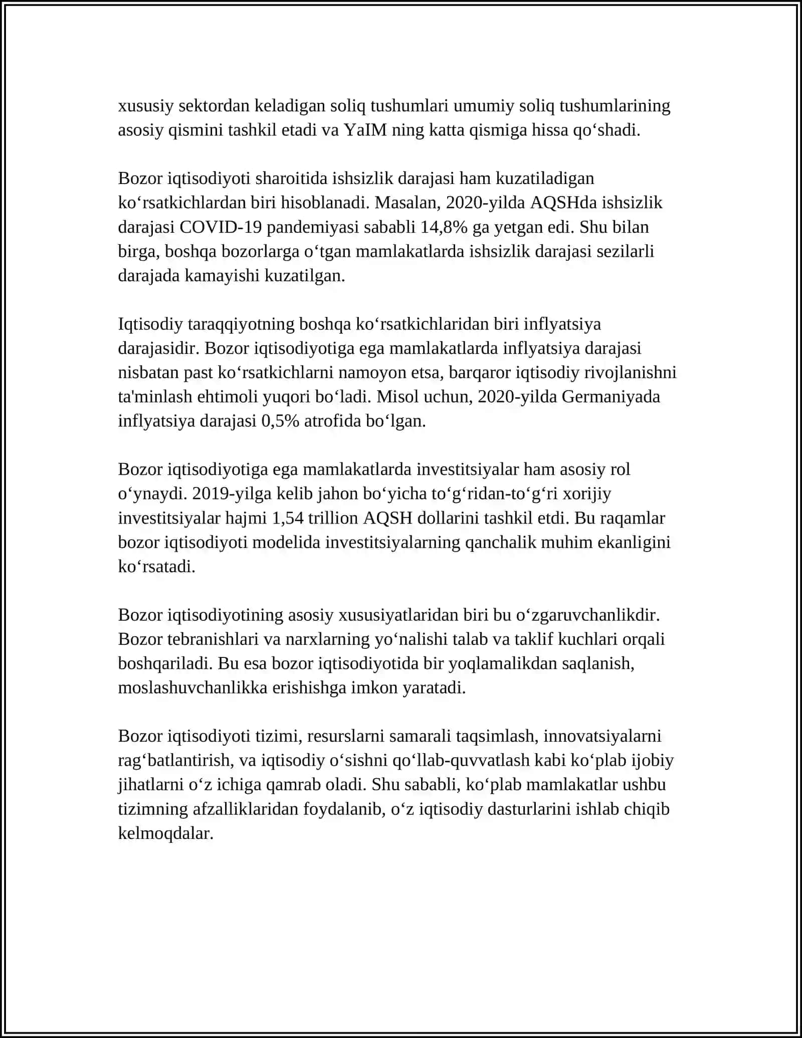 MUSTAQIL ISH Mavzu: BOZOR TURLARI VA TUZILISHI 4