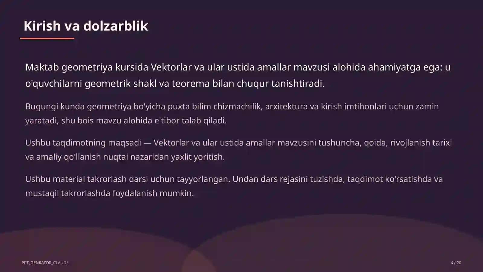 Vektorlar va ular ustida amallar (9-sinf) 4