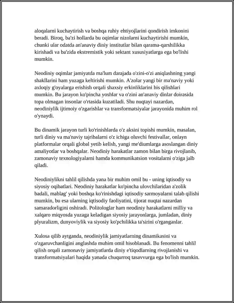 NEODINIY INTEGRATSIYA: YANGI DINIY OQIMLAR VA ULARNING JAMIYATGA TA'SIRI 4