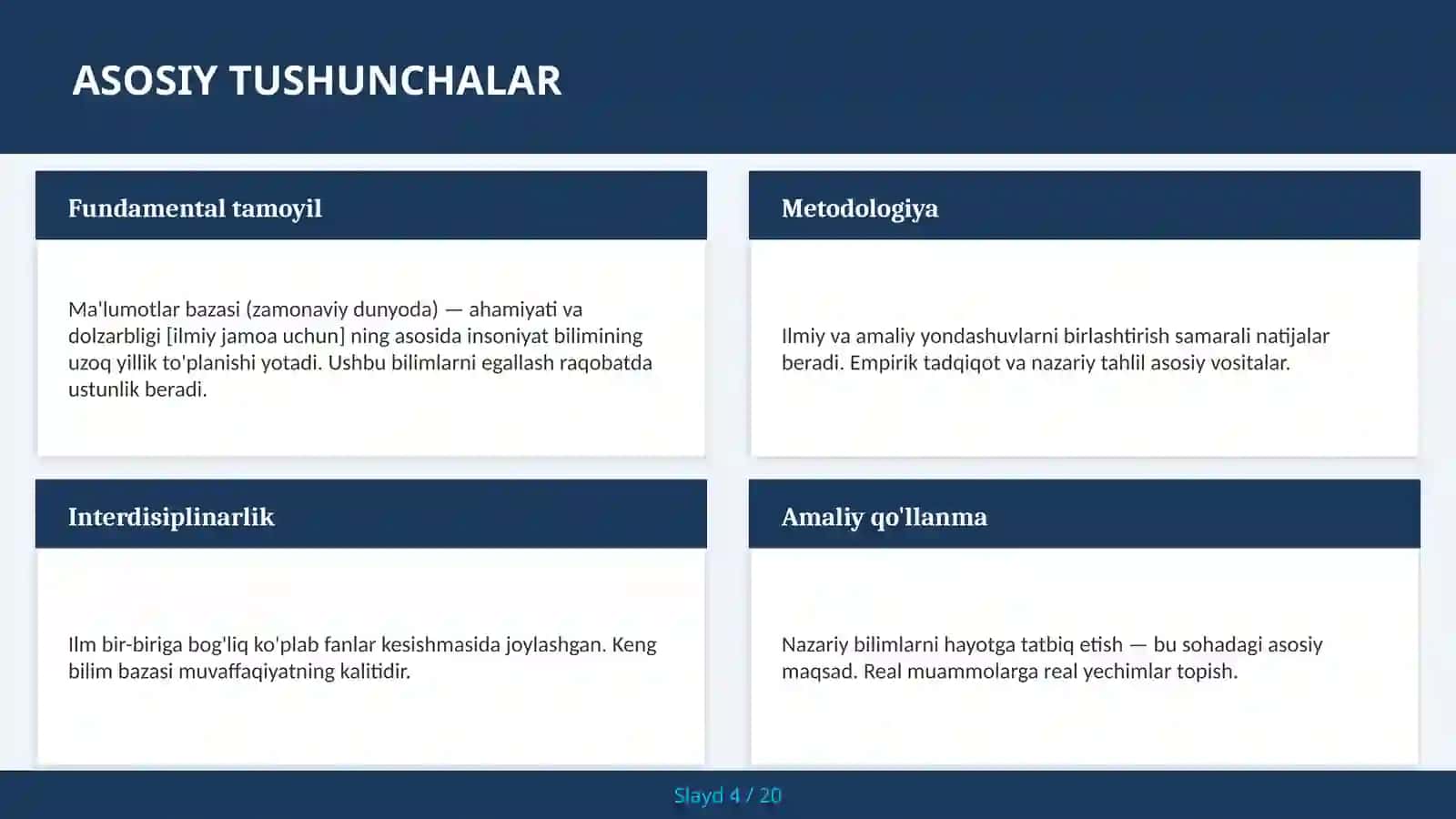 Ma'lumotlar bazasi (zamonaviy dunyoda) — ahamiyati va dolzarbligi [ilmiy jamoa uchun] 4