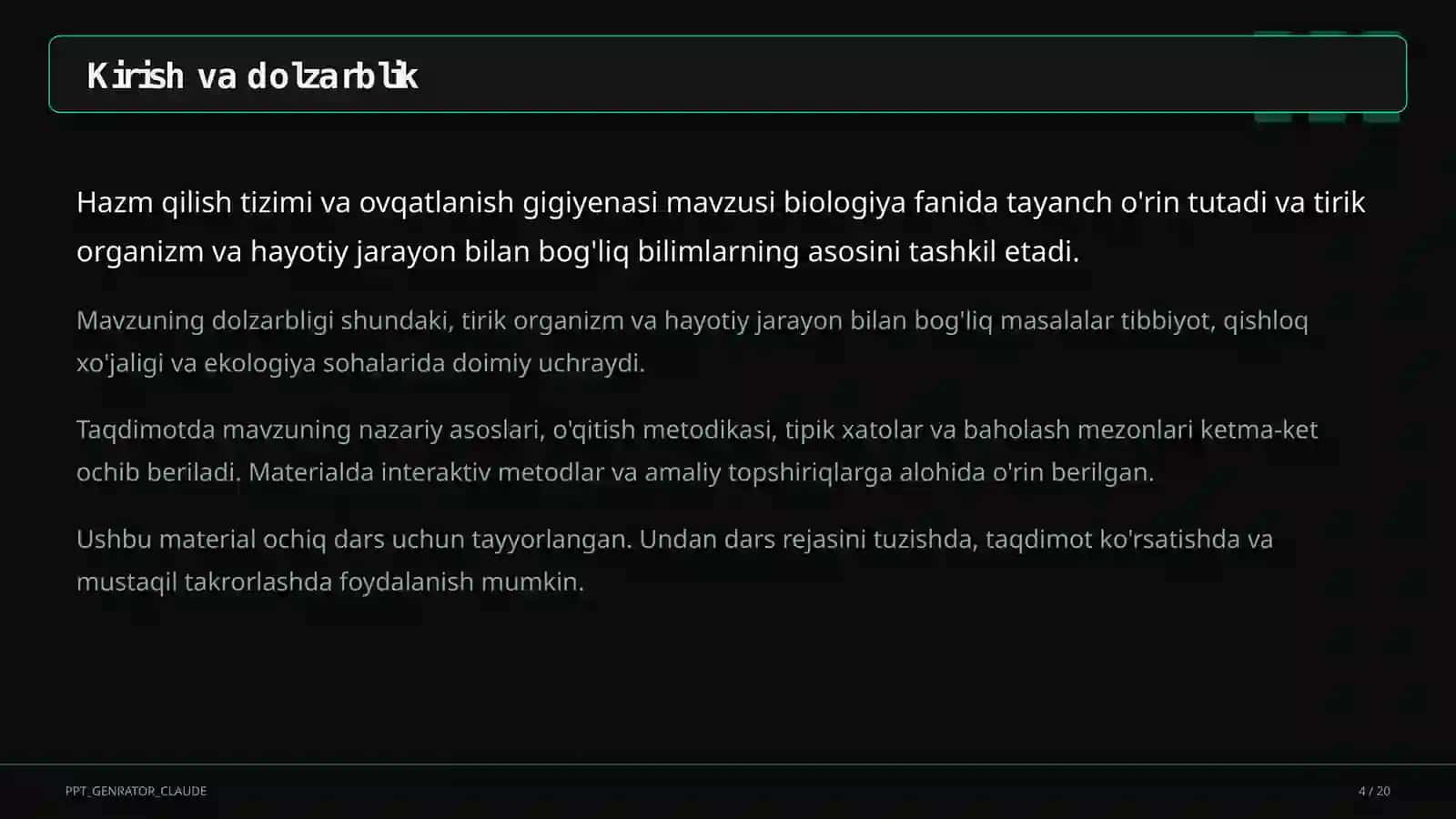 Hazm qilish tizimi va ovqatlanish gigiyenasi (8-sinf) 4