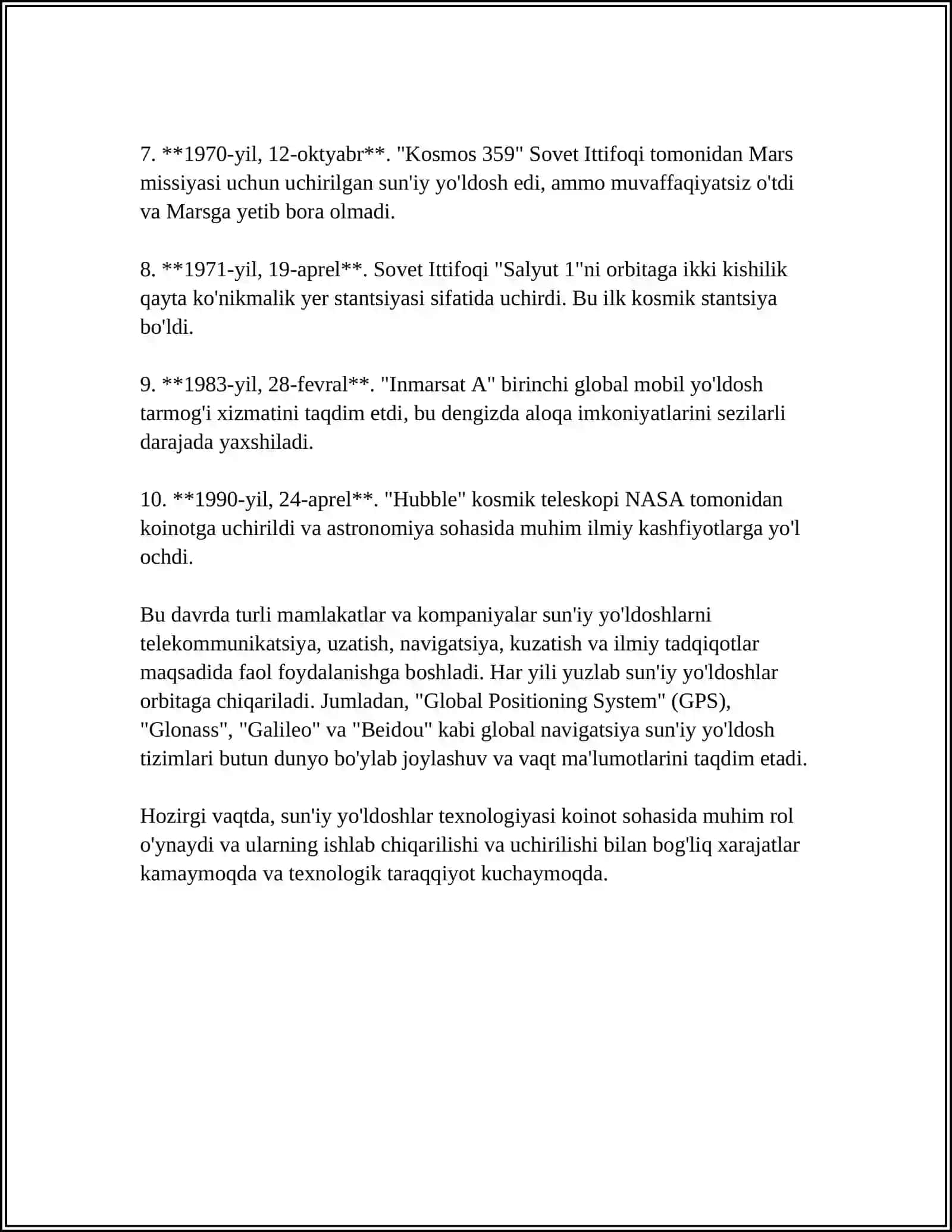 SUN'IY YO'LDOSHLAR 4