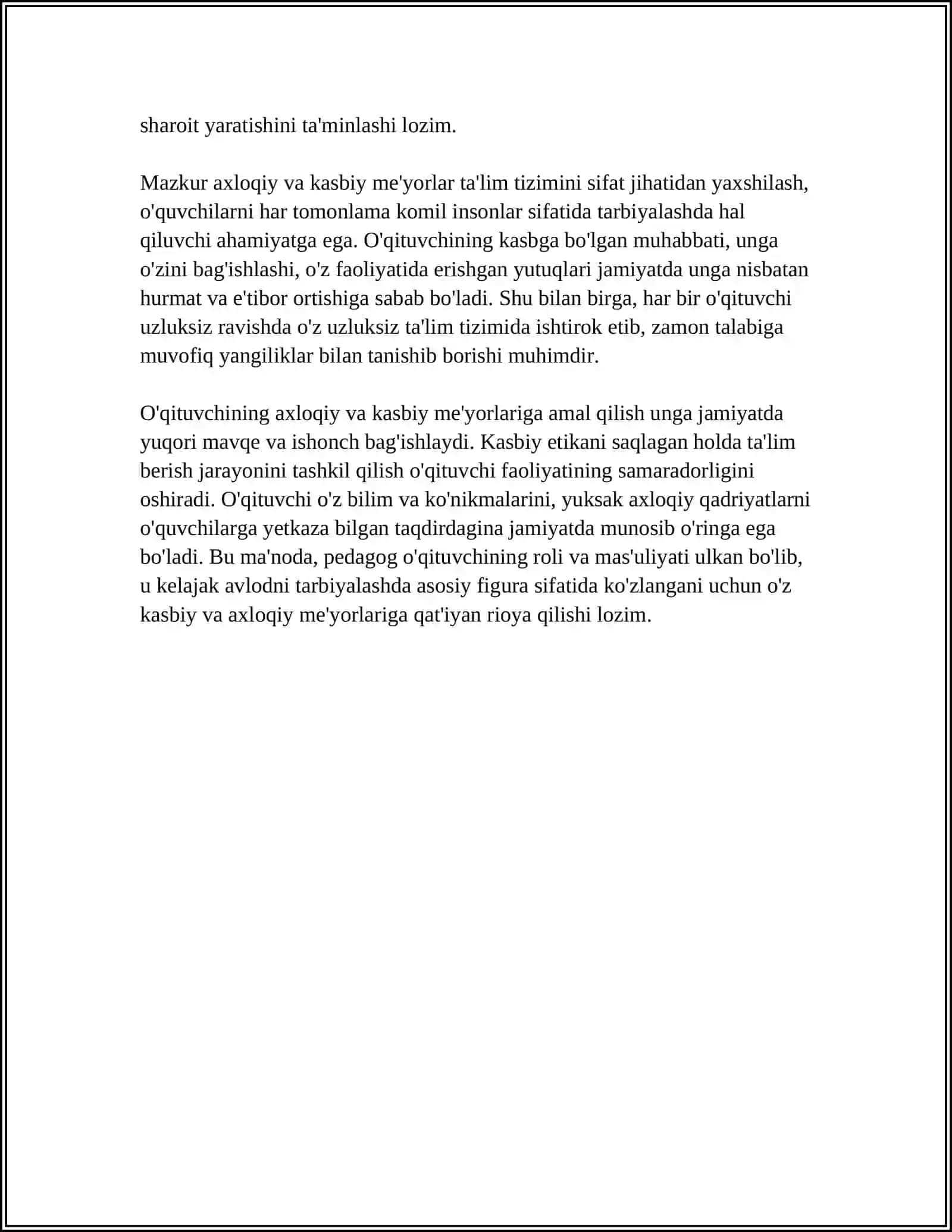 PEDAGOG O'QITUVCHINING KASBIY SIFATLAR VA JAMIYATDA TUTGAN O'RNI 4