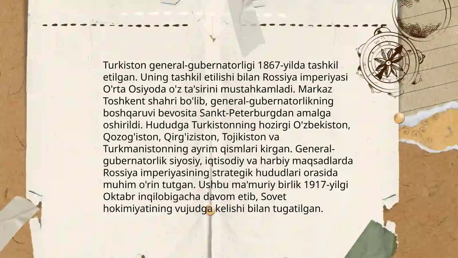 Rossiya imperyasi va sovet hukmronligi davrida o‘lkadagi ijtimoiy-iqtisodiy, siyosiy va ma'naviy jarayonlar 4
