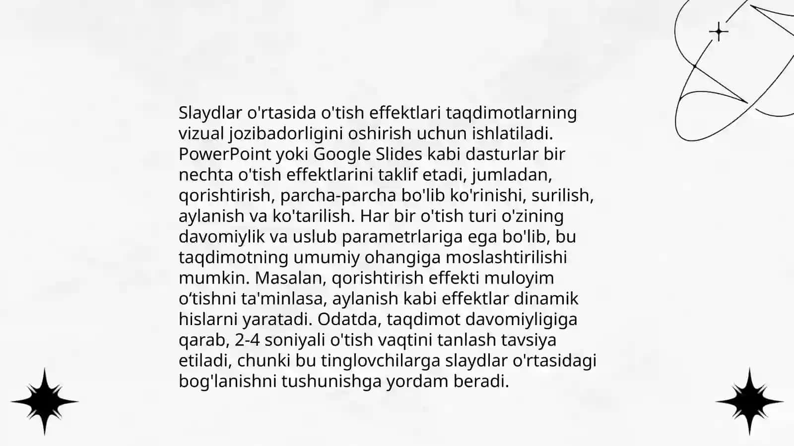 Animatsiya effektlari. Taqdimot namoyishini boshqarish 4