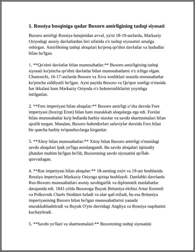 RASSIYA IMPERIYASI BOSQIN ARAFASIDA BUXORO AMIRLIGI 4