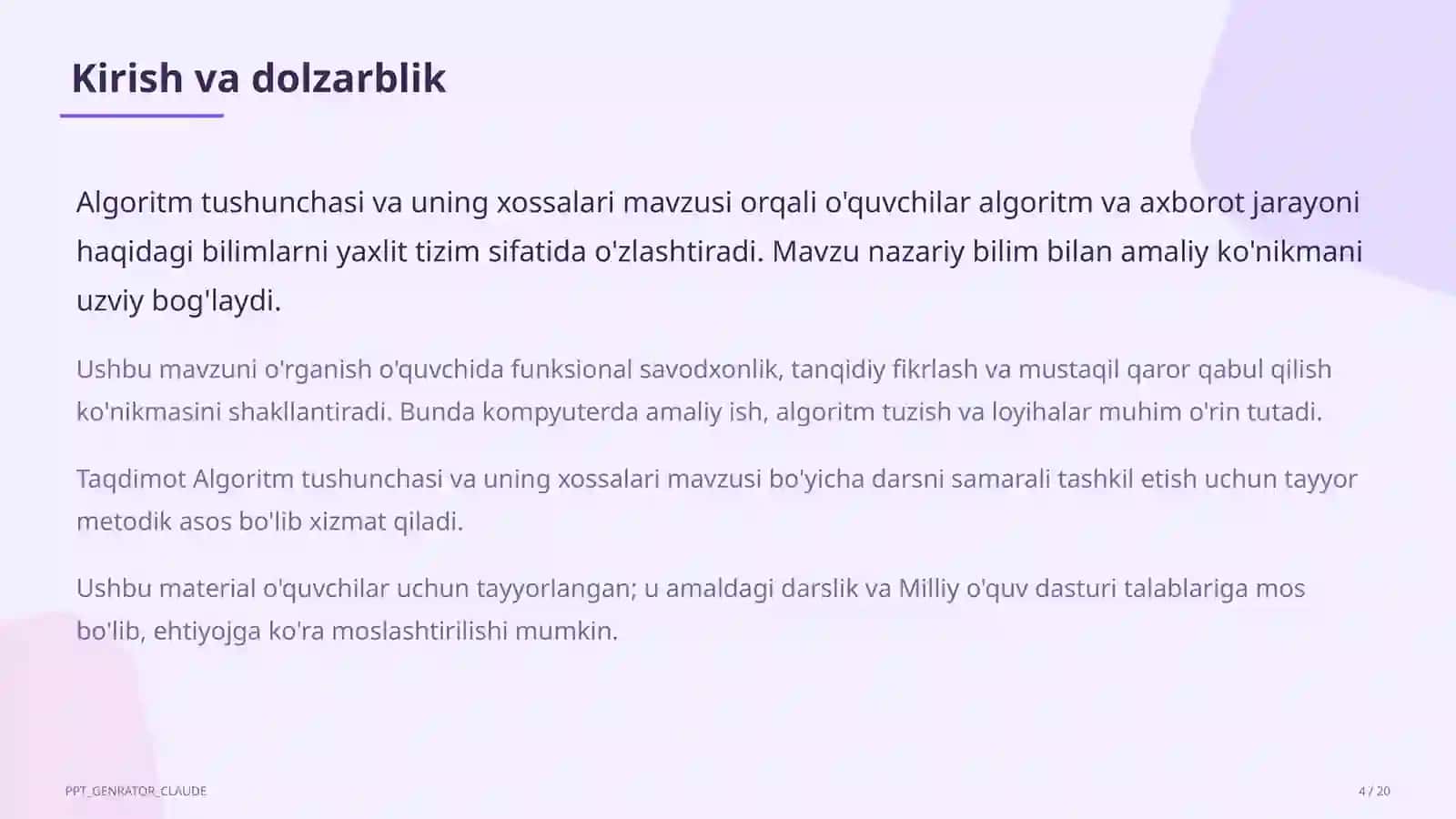 Algoritm tushunchasi va uning xossalari (6-sinf) 4