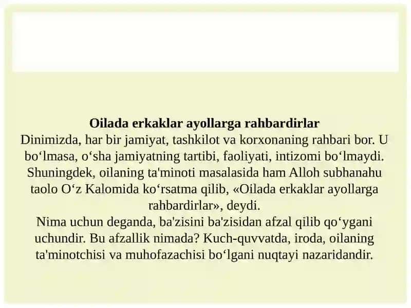 Islom dinida oilaga bo'lgan munosabatning o'ziga xos tomonlari 4