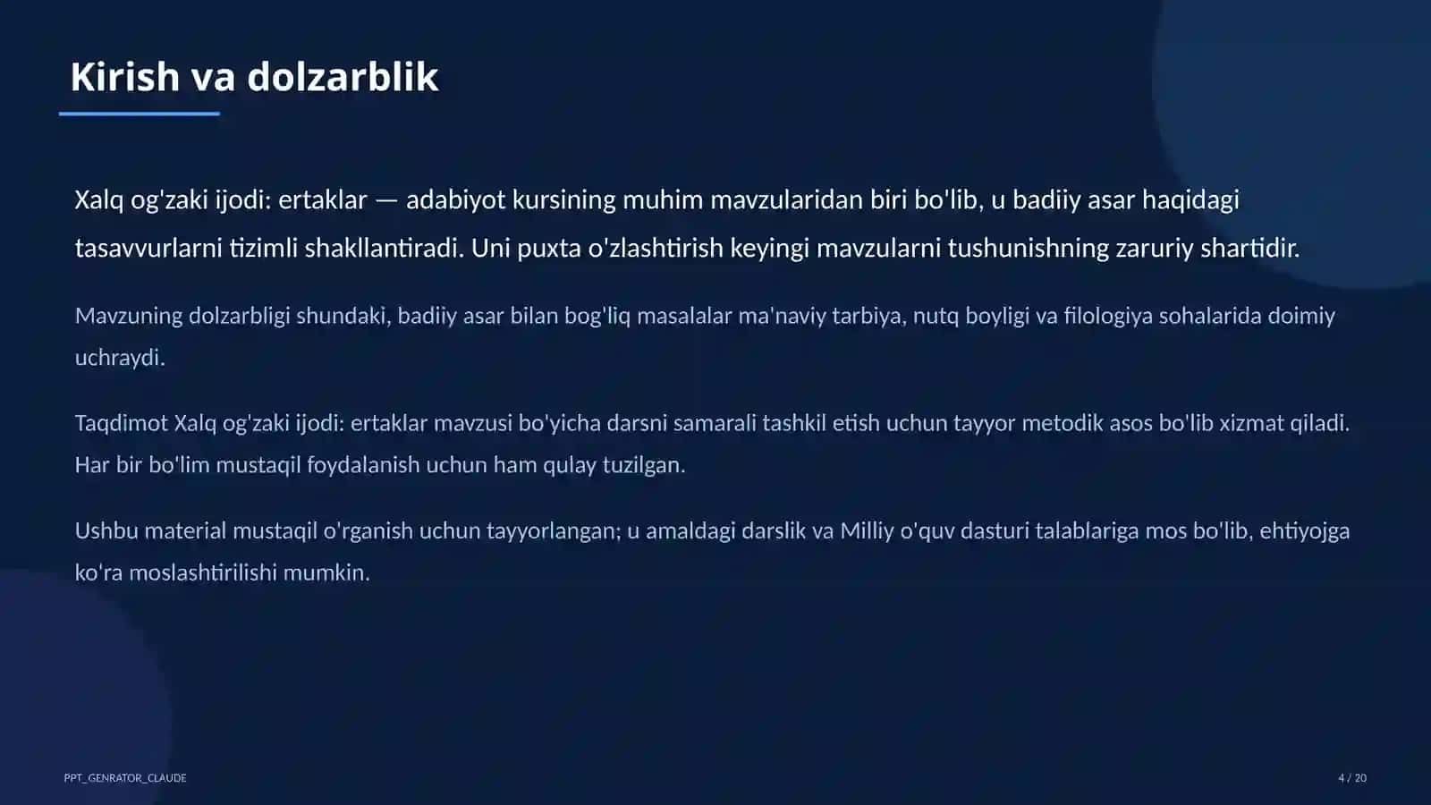 Xalq og'zaki ijodi: ertaklar (5-sinf) 4