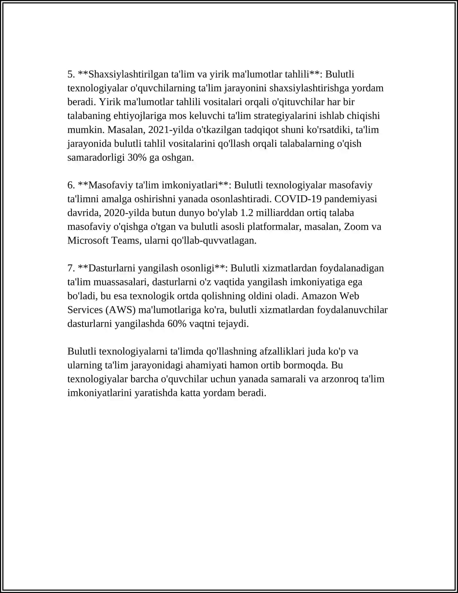 BULUTLI TEXNOLOGIYALARNING TA'LIMIY IMKONIYATLARI 4
