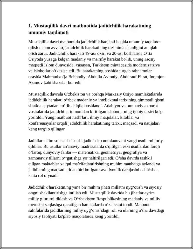 MUSTAQILLIK DAVRI MATBUOTIDA JADIDCHILIK HARAKATINING YORITILISHI 4