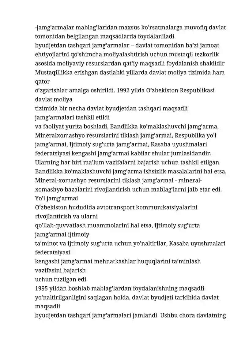 Davlat maqsadli jamg’armalari va boshqa nobudjet fondlar g’azna ijrosini tashkil qilish 4