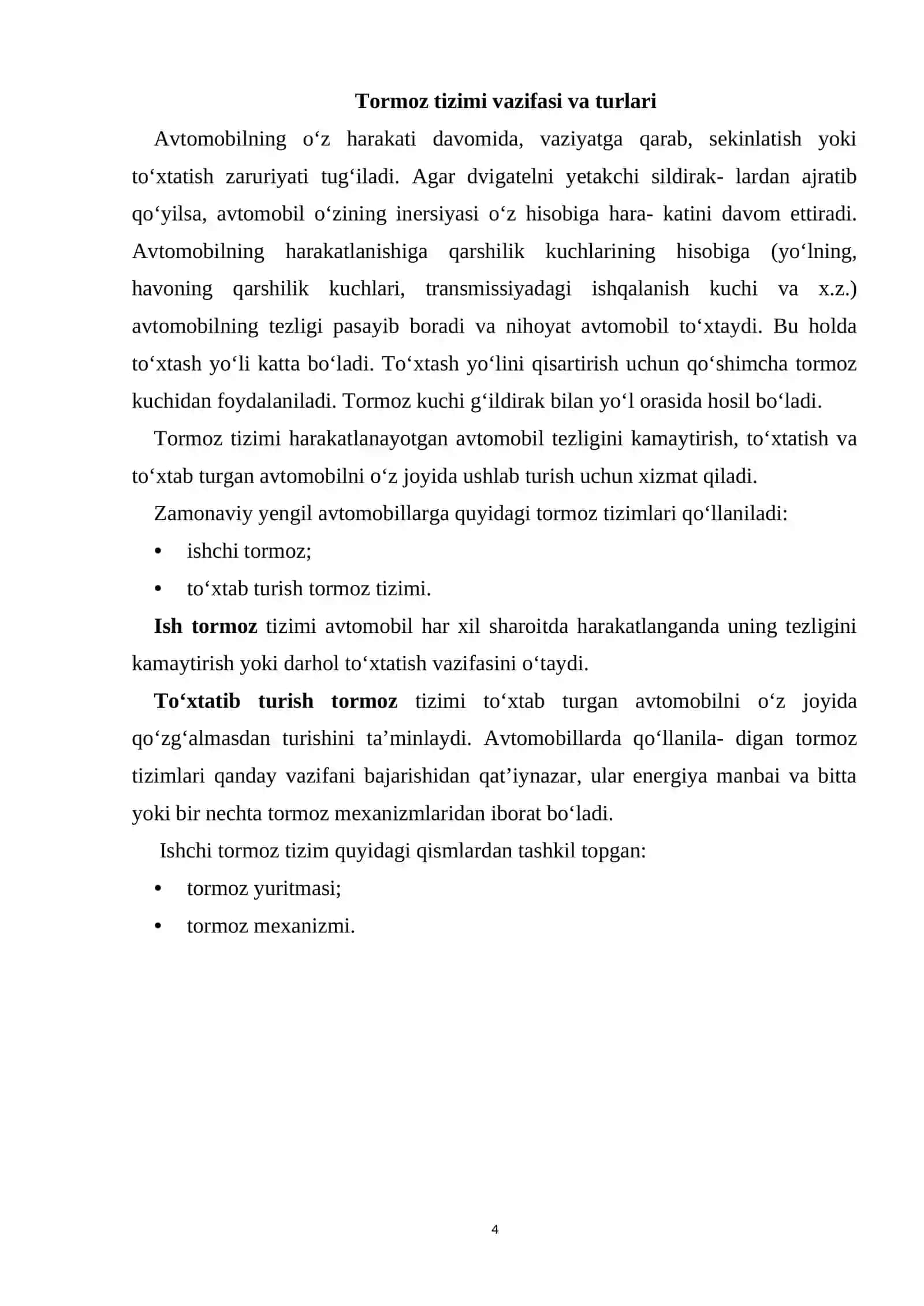 Avtomobilning tormozlanish dinamikasini tezlik,yo’l va vaqt orasidagi bog’lanish orqali modellashtirish 4