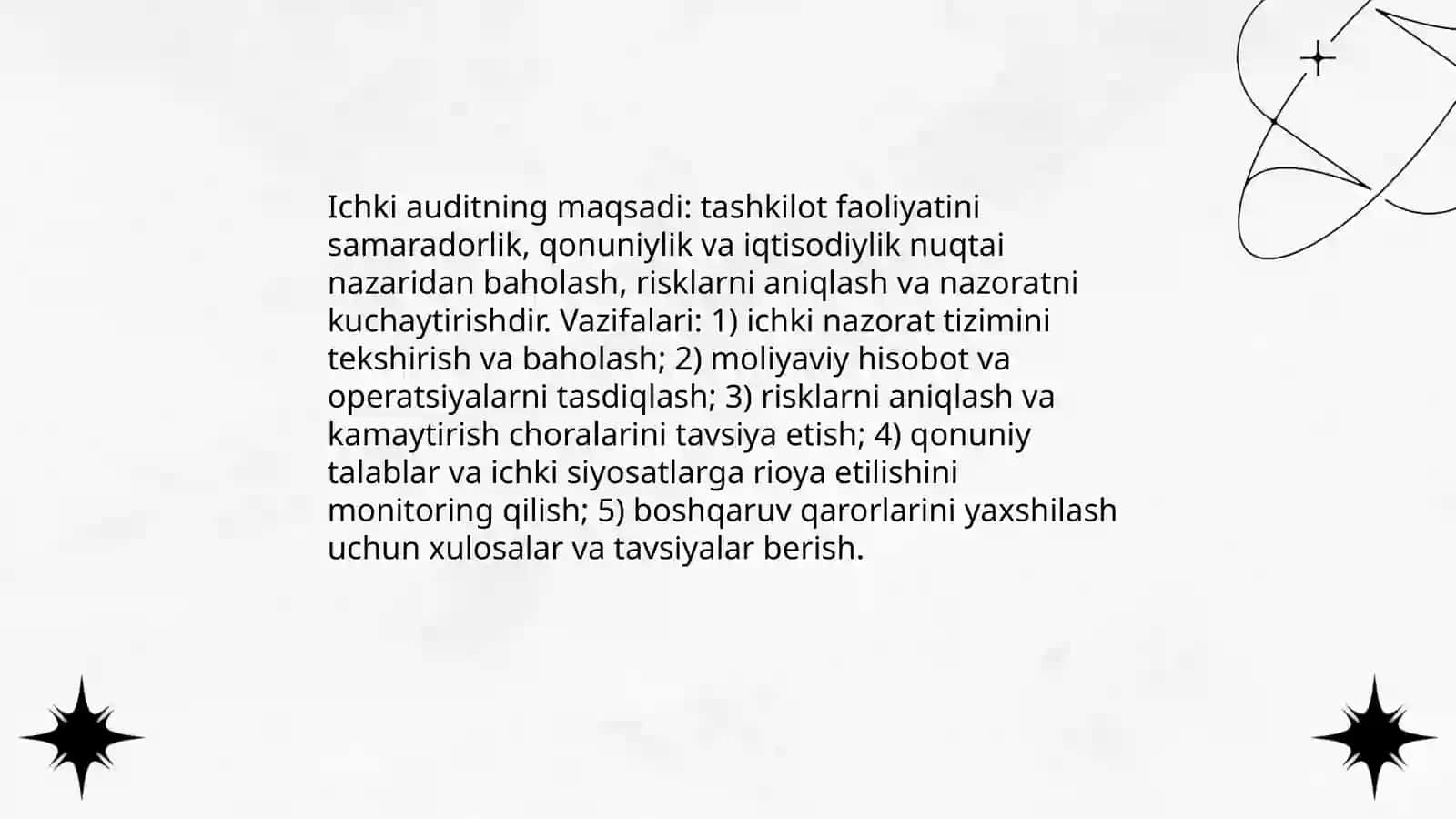 Ichki auditni o’tkazish xususiyatlari 4