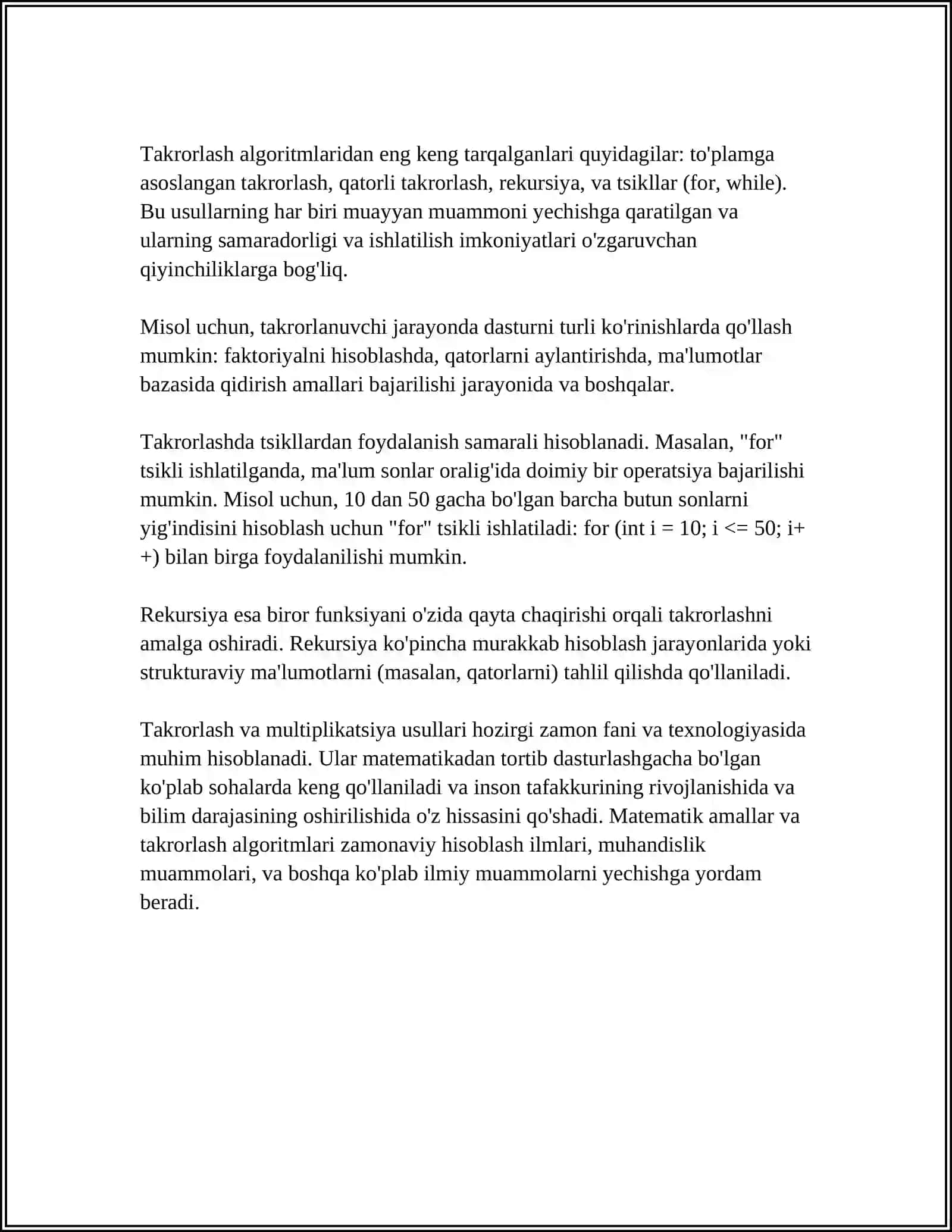 Multiplikatsiya va takrorlash usullari 4