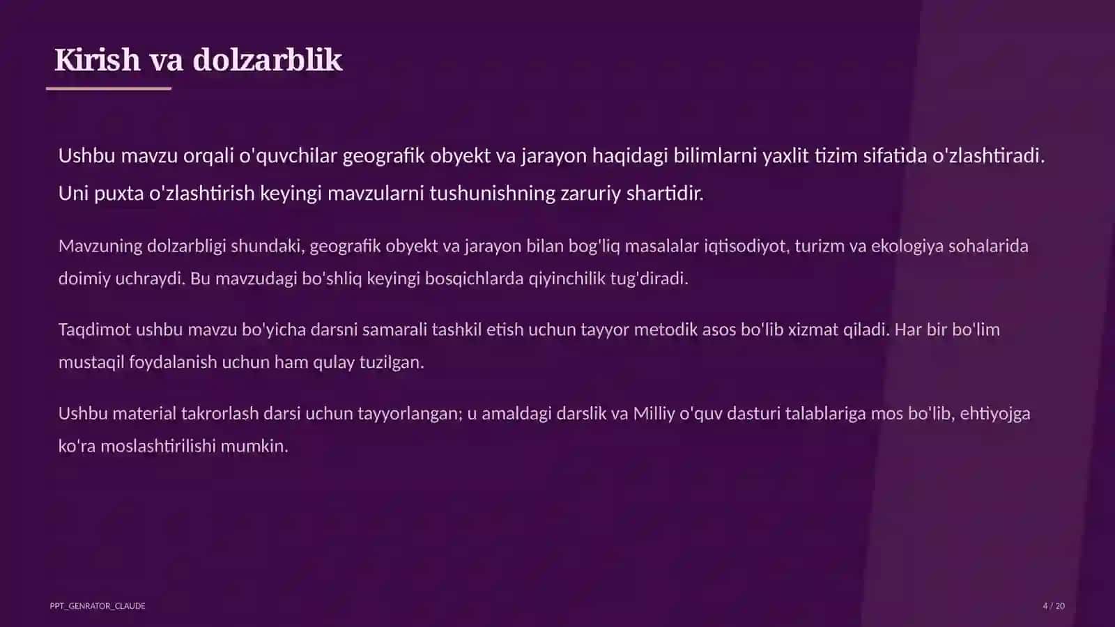Turizm geografiyasi va O'zbekistonning turistik salohiyati (11-sinf) 4