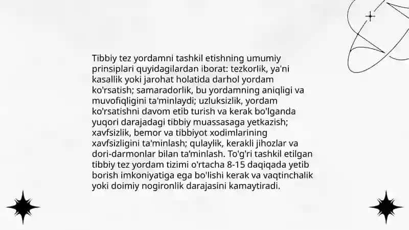 Tibbiy tez yordam va uning strukturasi haqida tushuncha 4