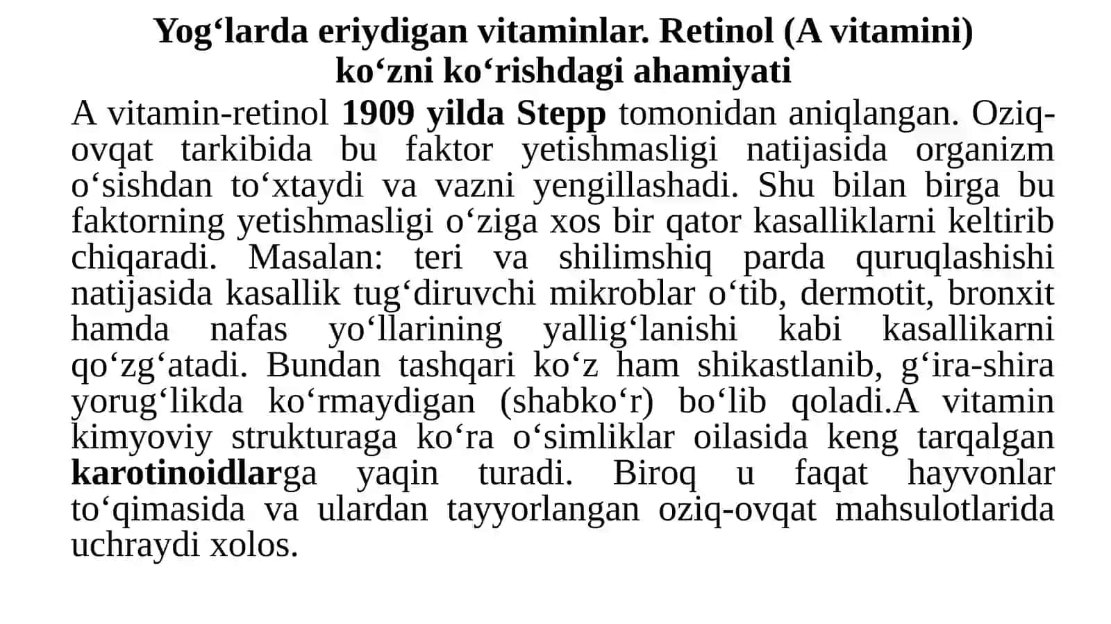 VITAMINLARNING SINFLANISHI. YOG‘DA VA SUVDA ERUVCHAN VITAMINLAR 4